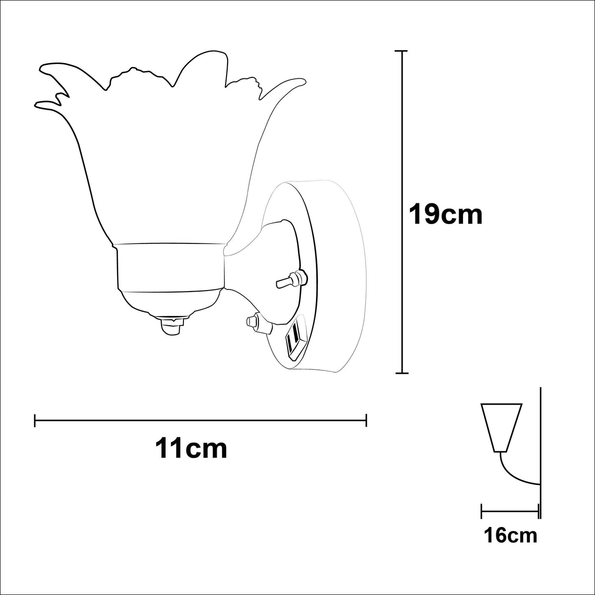 Lampara de Pared con Apagador A 1 Con pantalla Reina