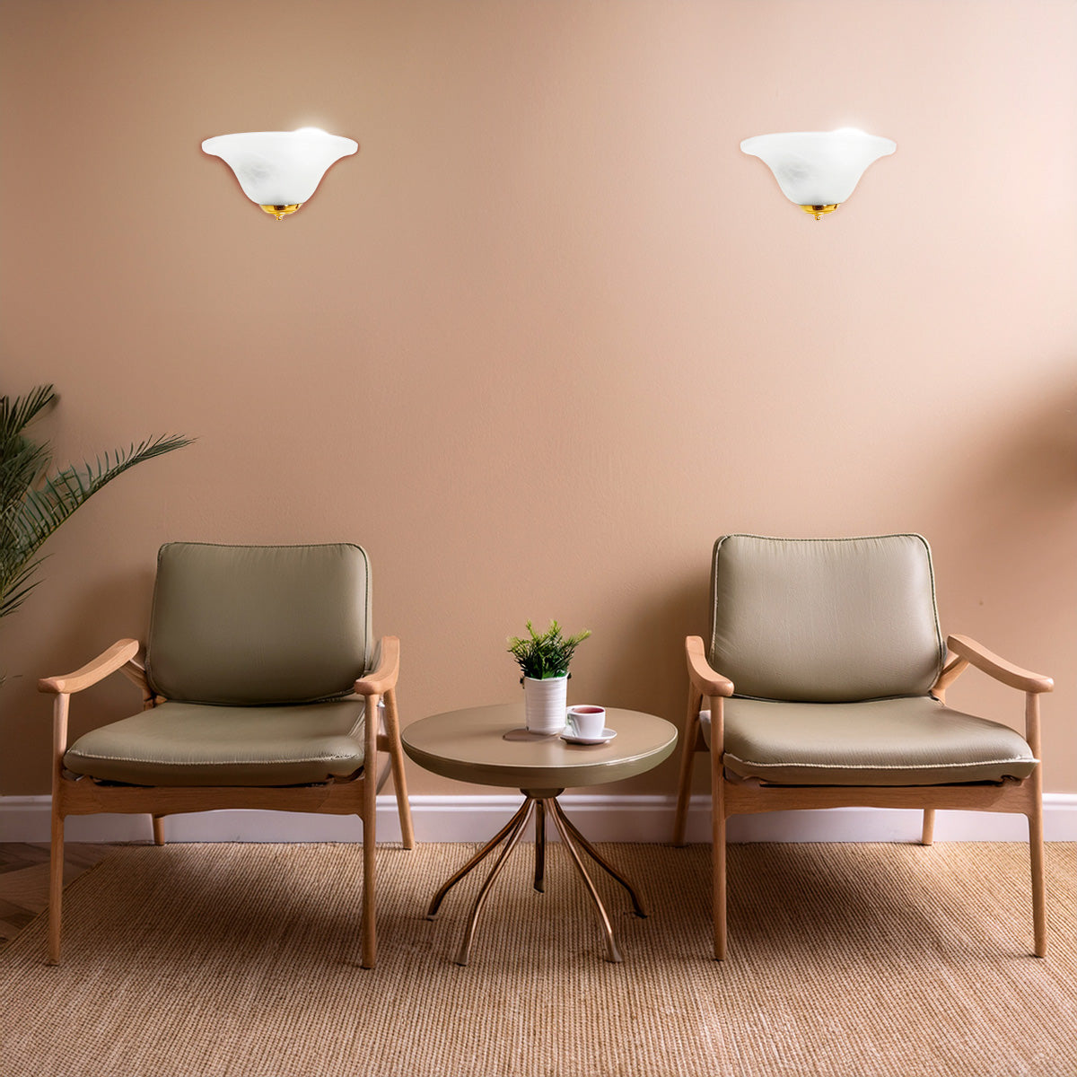 Arbotante Pantalla de Cristal Blanco Mármol Remate Latonado