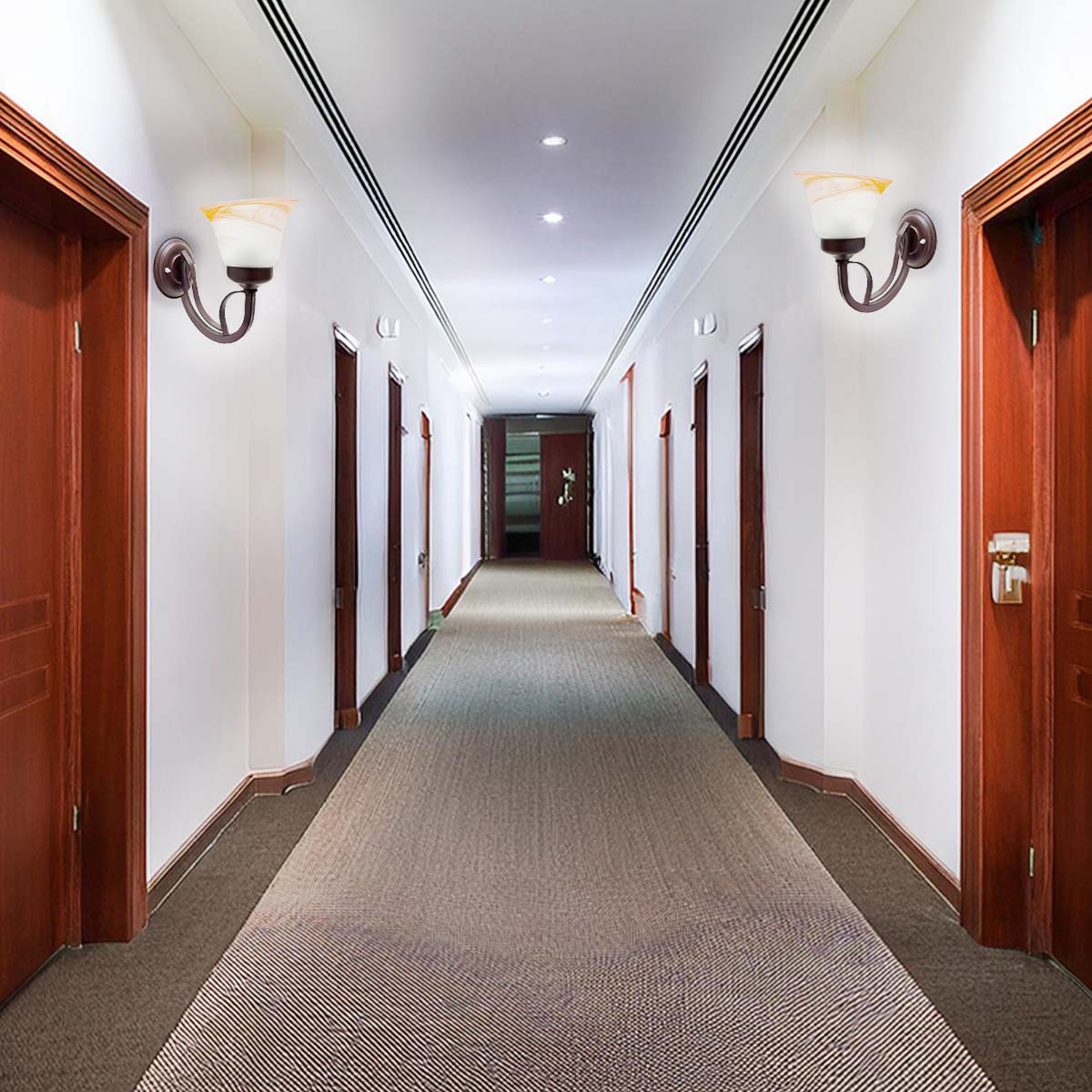 Lámpara de Pared Arbotante A-36 Pantalla de Cristal Tabaco Marmol