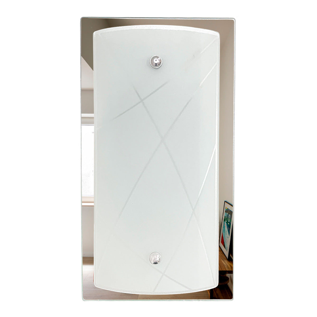 Arbotante Base Espejo Pantalla Blanca Rayada