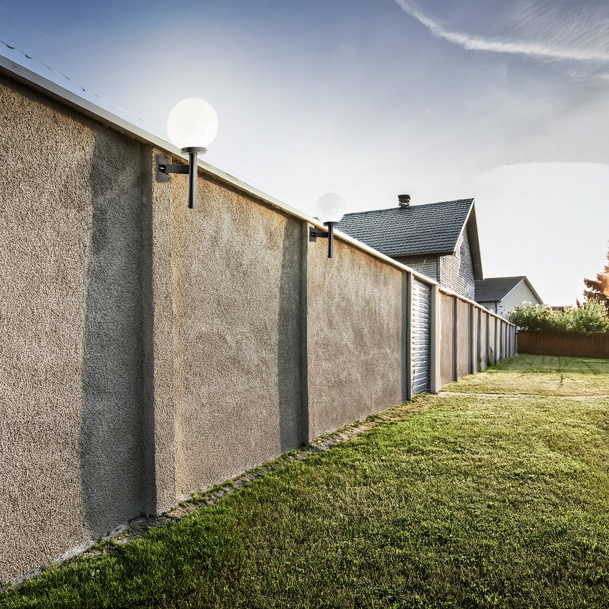 Arbotante Negro para Pared con globo de Cristal R 12