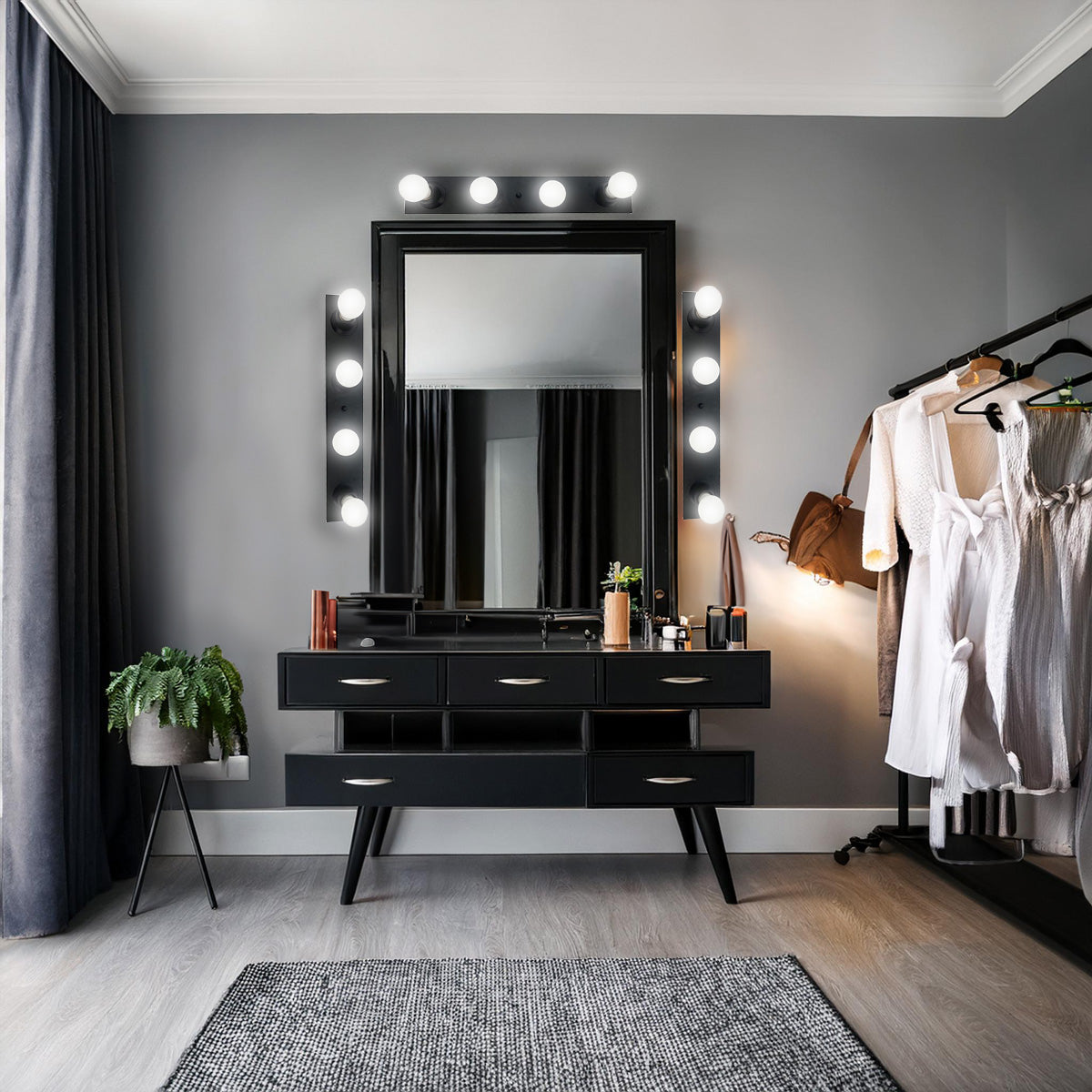 Arbotante Luz de Camerino 4 Luces Negro