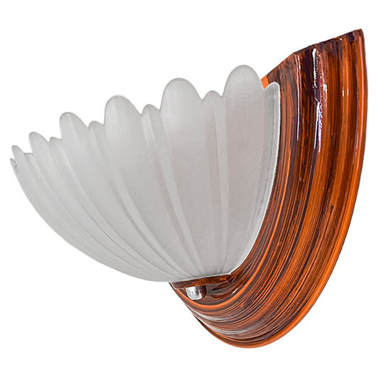 Arbotante Pantalla de Cristal Concha Base Color Madera