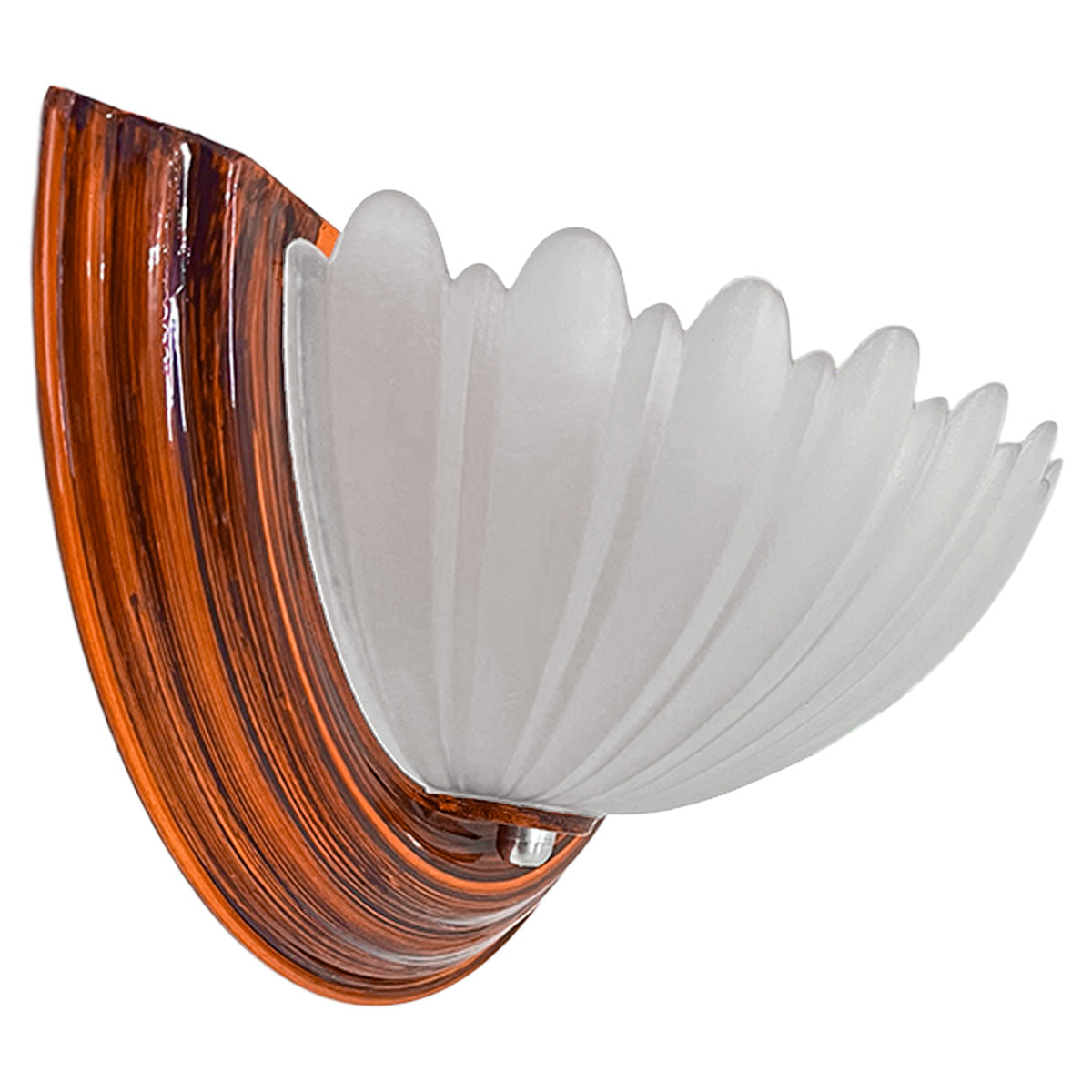 Arbotante Pantalla de Cristal Concha Base Color Madera