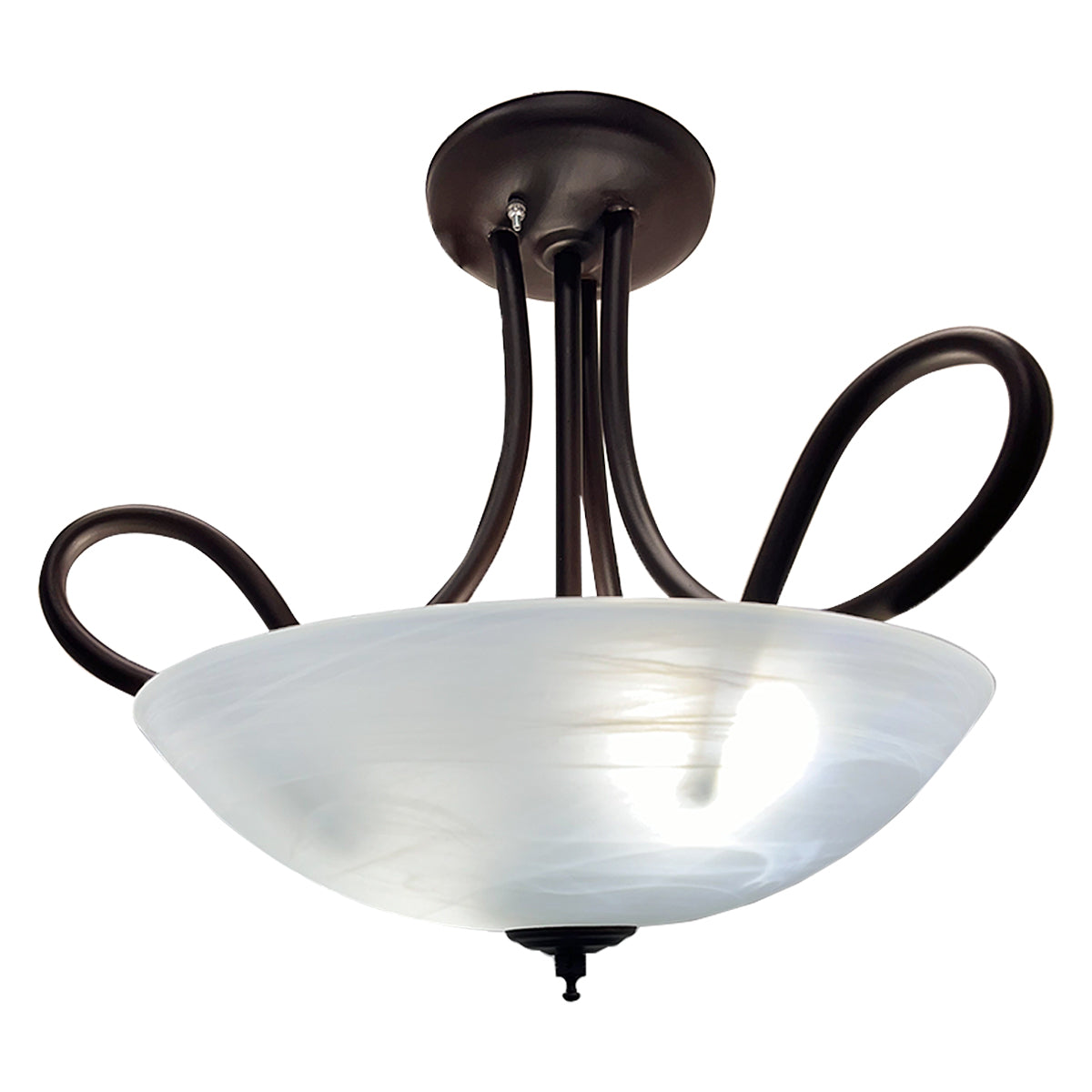 Candil C-55 Base Chocolate Pantalla de Cristal Blanco Marmoleado