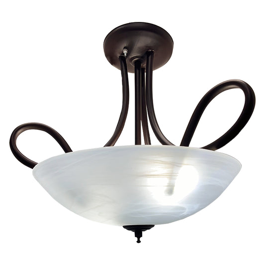 Candil C-55 Base Chocolate Pantalla de Cristal Blanco Marmoleado
