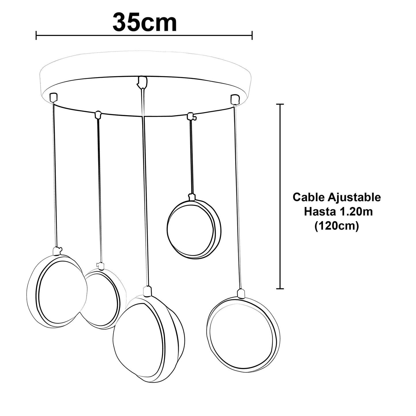 Colgante 5 Luces LED Saturno