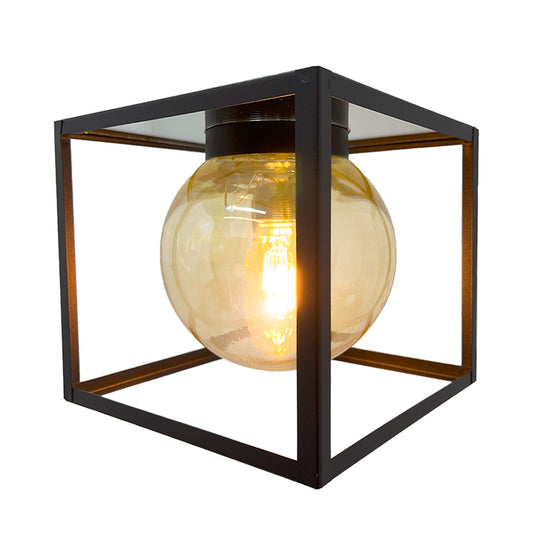 Lámpara Colgante Triple Cubo C-21 Cristal Ambar