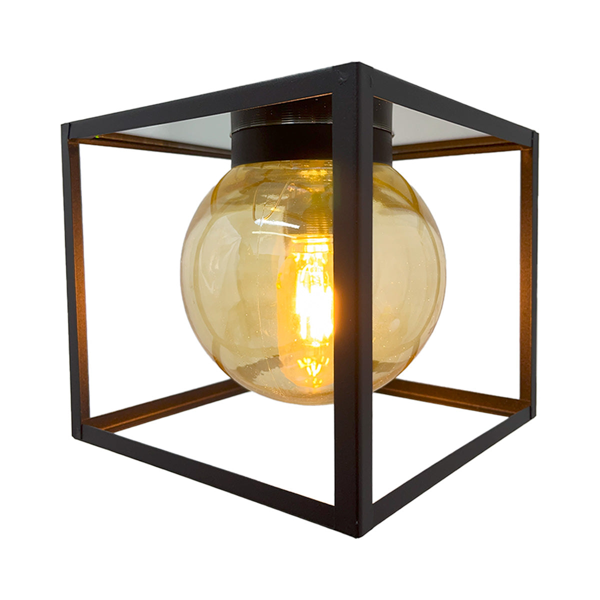 Lámpara Colgante Cubo C-21 Cristal Ambar