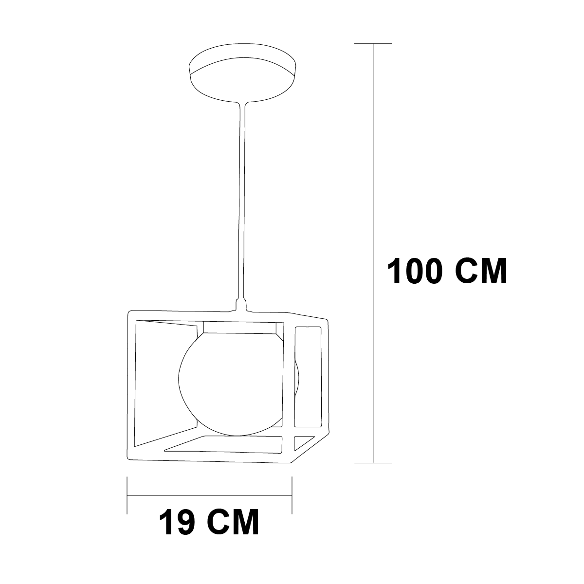 Lámpara Colgante Cubo C-21 Cristal Ambar