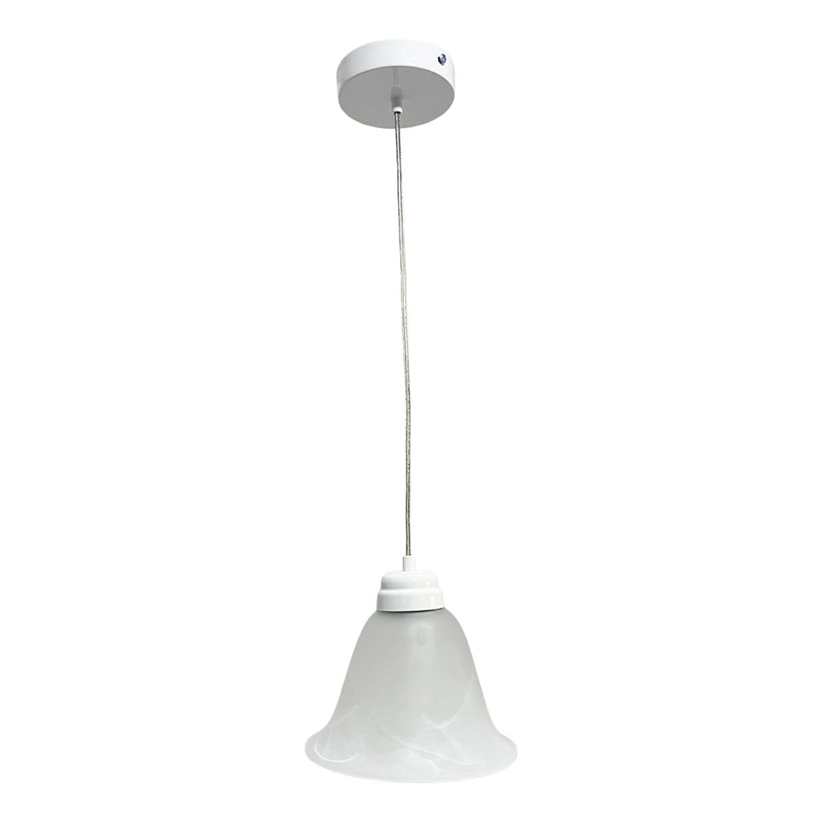 Lámpara Colgante C-35 Herraje Blanco Altura Ajustable Campana de Cristal