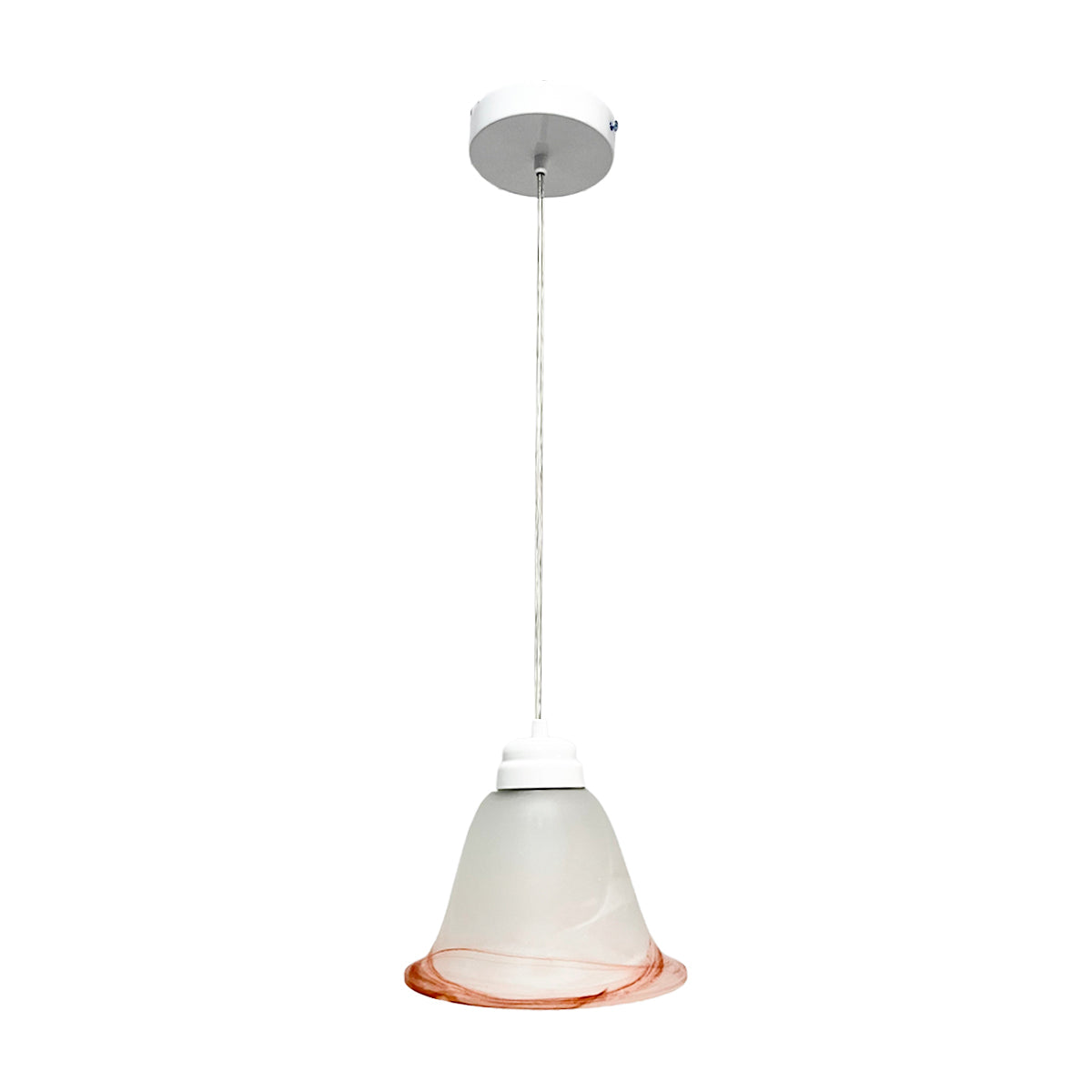 Lámpara Colgante C-35 Herraje Blanco Altura Ajustable Campana de Cristal