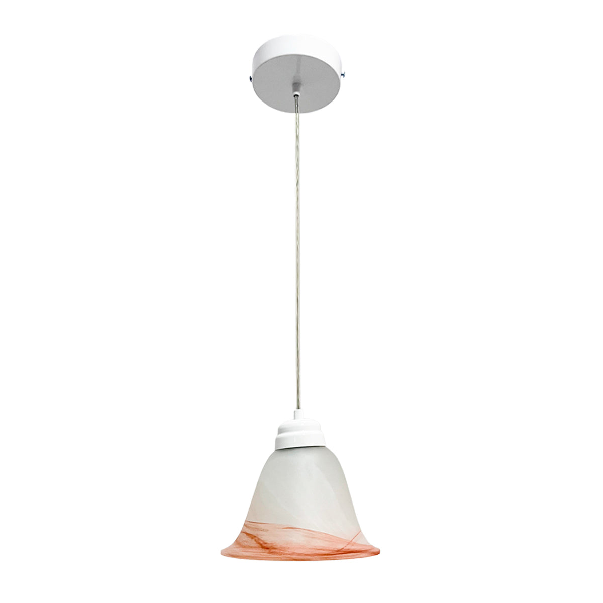Lámpara Colgante C-35 Herraje Blanco Altura Ajustable Campana de Cristal