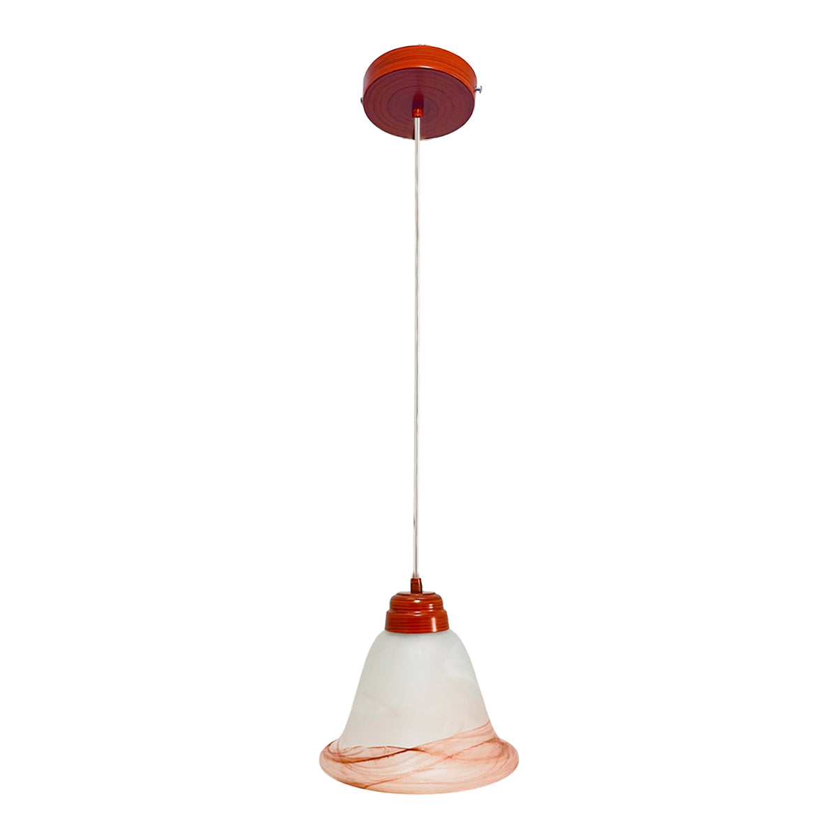Lámpara Colgante C-35 Herraje Madera Altura Ajustable Campana de Cristal
