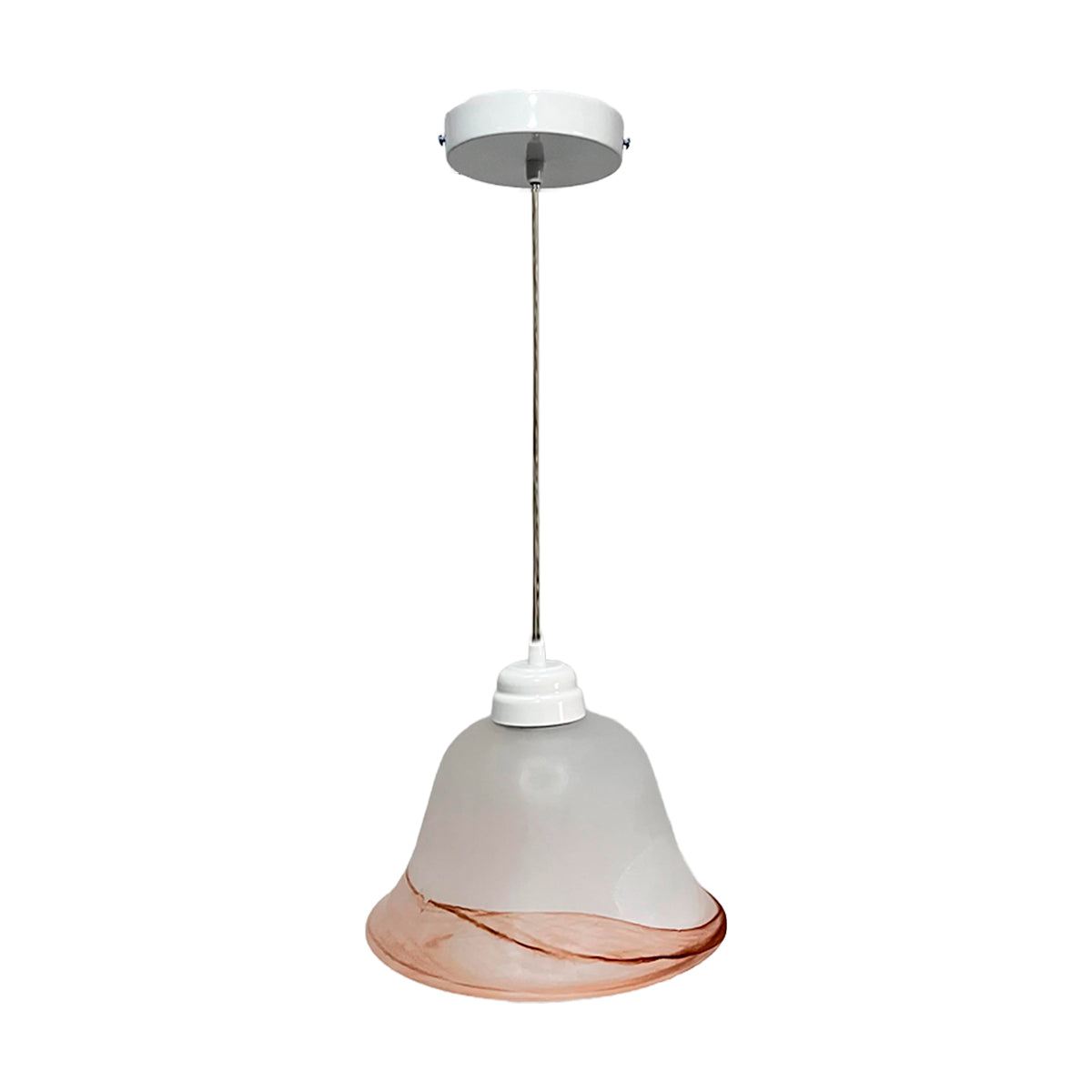 Lámpara Colgante C-36 Herraje Blanco Altura Ajustable Campana de Cristal