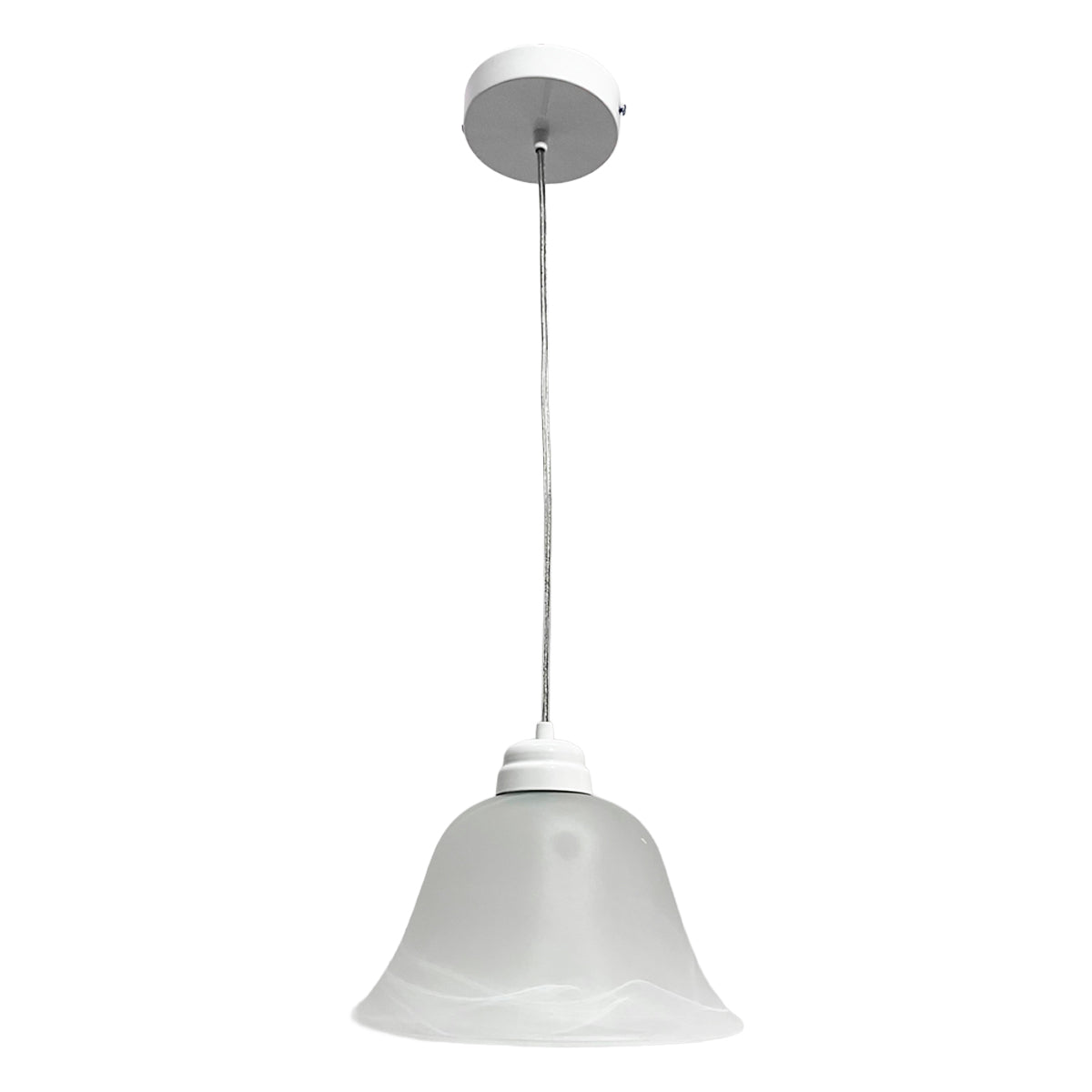 Lámpara Colgante C-36 Herraje Blanco Altura Ajustable Campana de Cristal