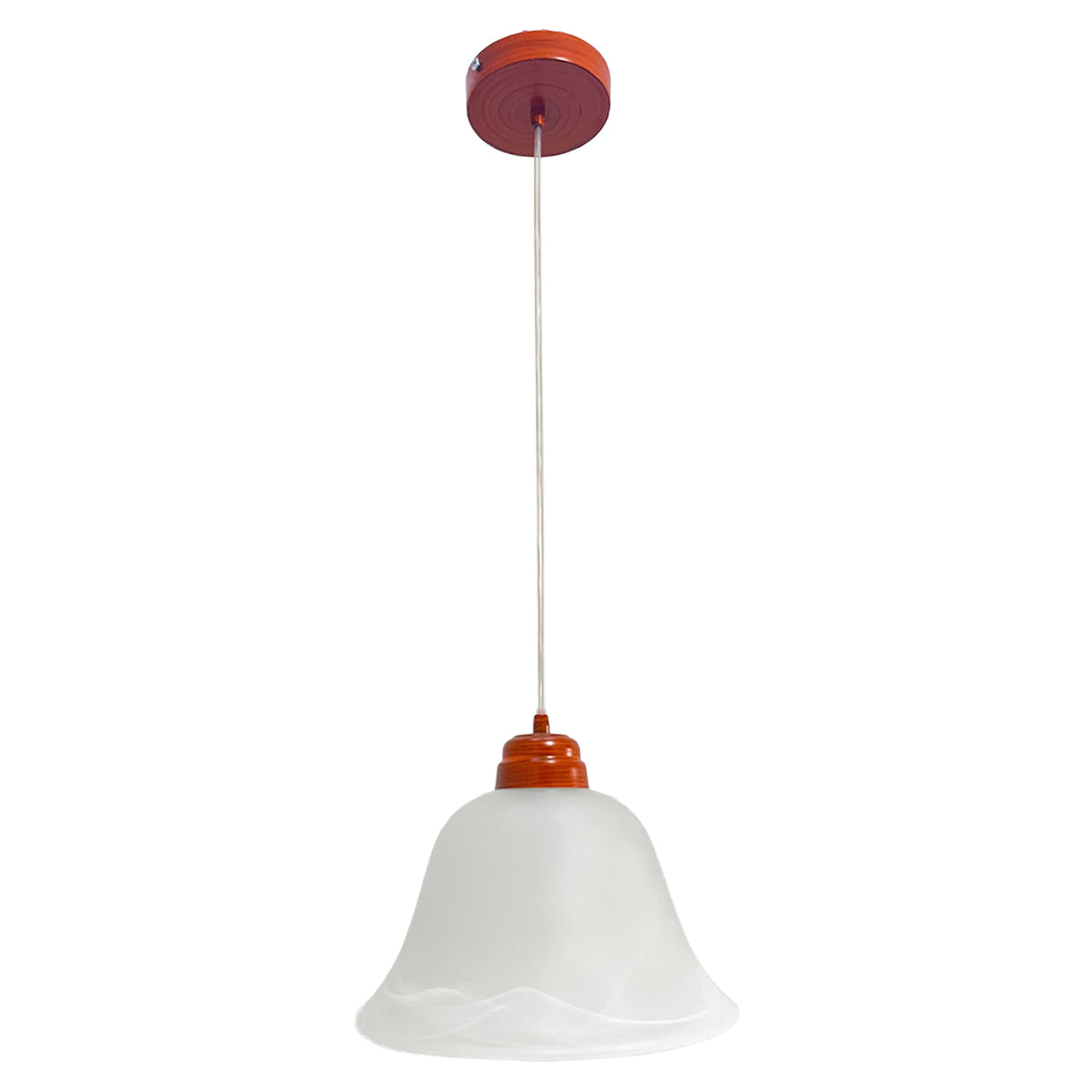 Lámpara Colgante C-36 Herraje Madera Altura Ajustable Campana de Cristal