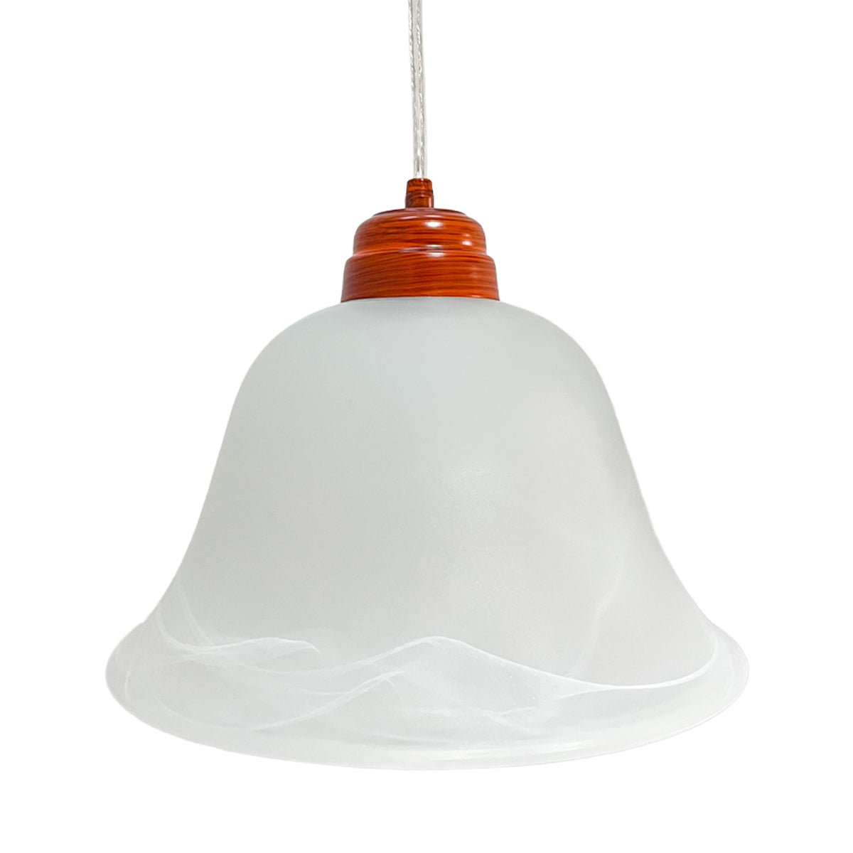 Lámpara Colgante C-36 Herraje Madera Altura Ajustable Campana de Cristal