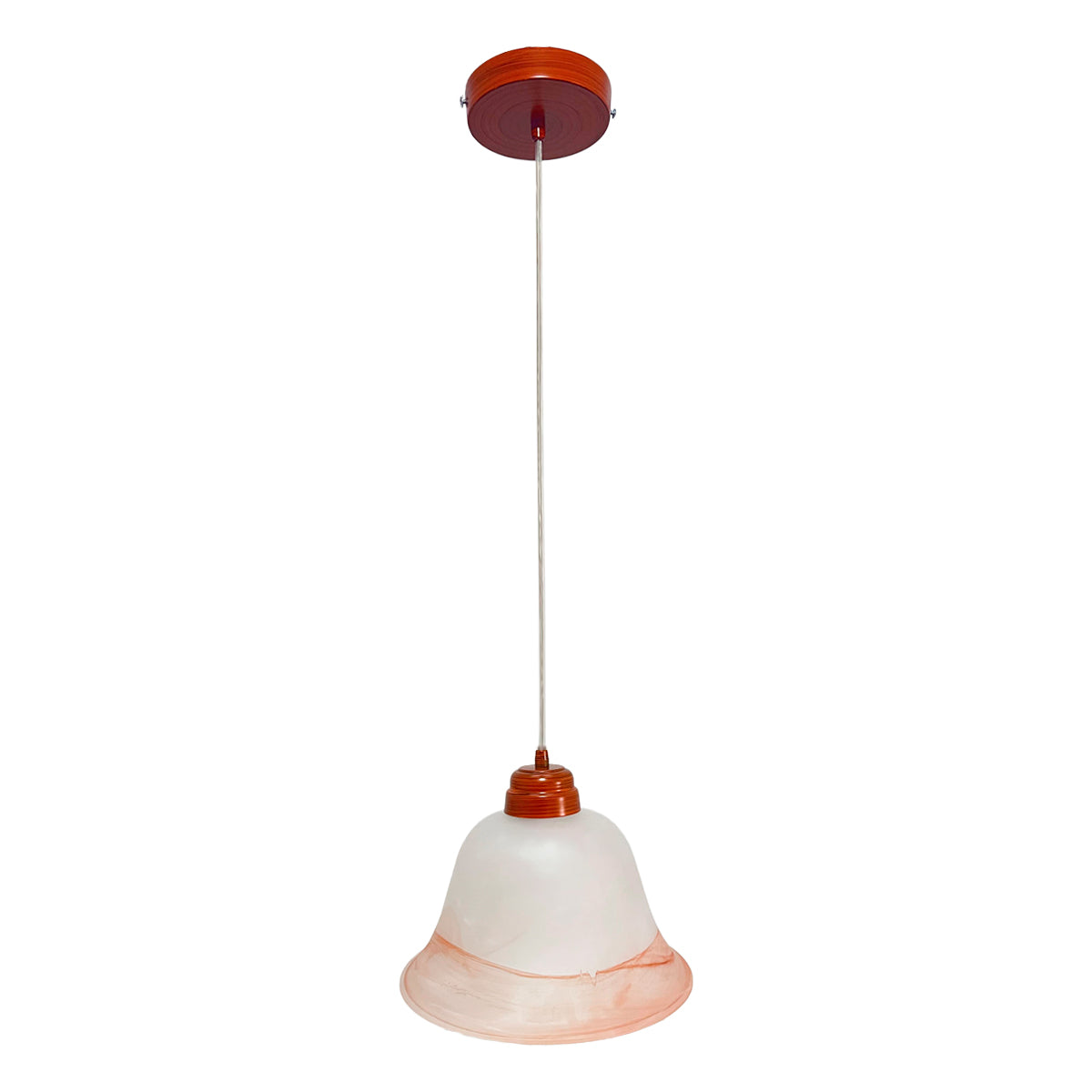 Lámpara Colgante C-36 Herraje Madera Altura Ajustable Campana de Cristal