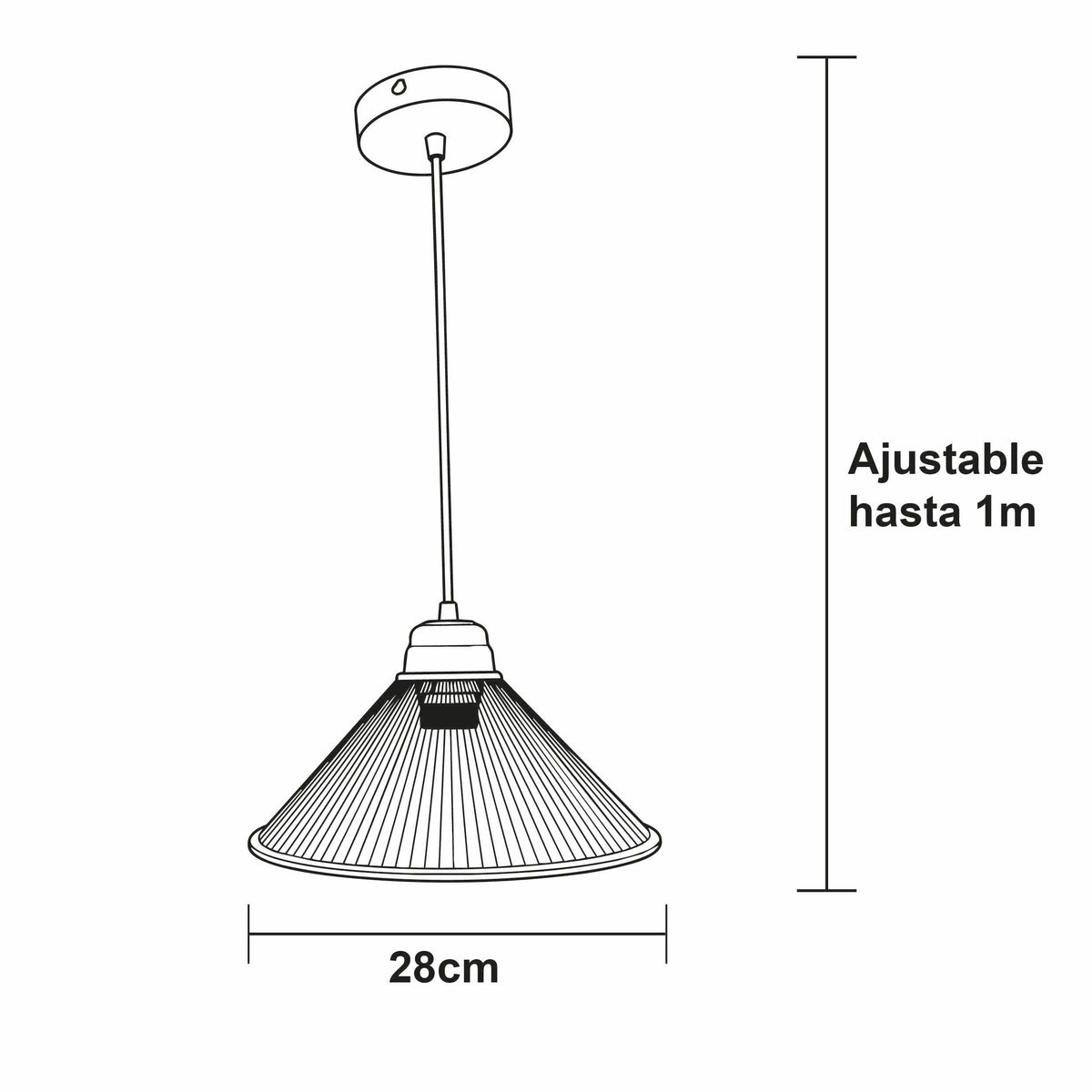 Lámpara Colgante C-38 Herraje Blanco Altura Ajustable Campana de Cristal Abanico