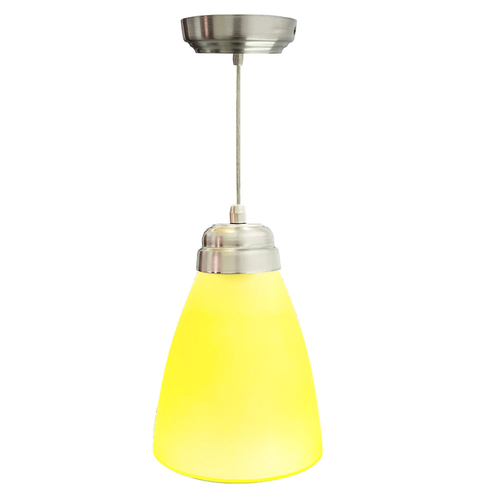 Lámpara de Techo Colgante, Campana de Cristal Chica Herraje Satin