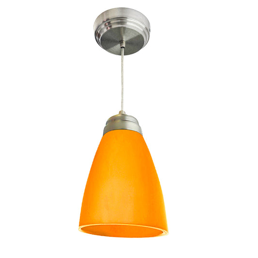 Lámpara de Techo Colgante, Campana de Cristal Chica Herraje Satin