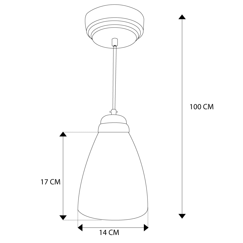 Lámpara de Techo Colgante, Campana de Cristal Chica Herraje Satin