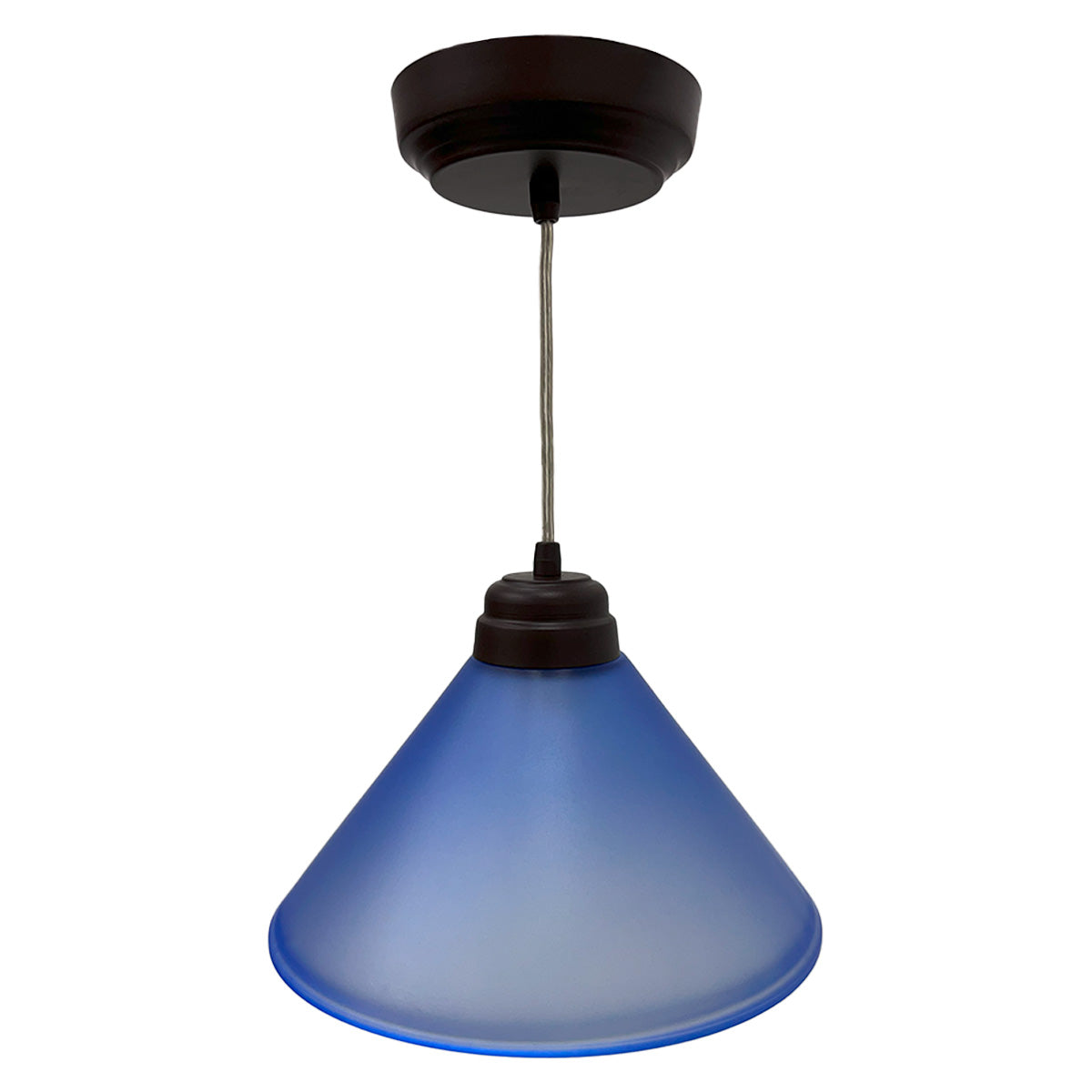 Lámpara Colgante Pantalla de Cristal Azul Herraje Chocolate