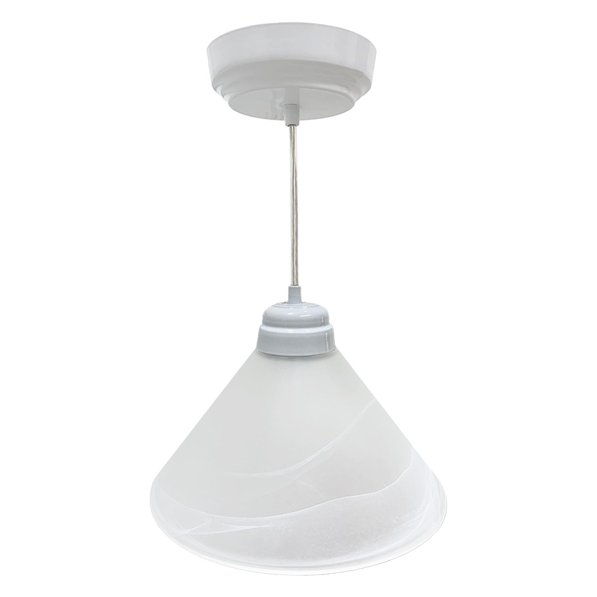 Lámpara Colgante Pantalla de Cristal Blanco Marmoleado Herraje sencillo Blanco