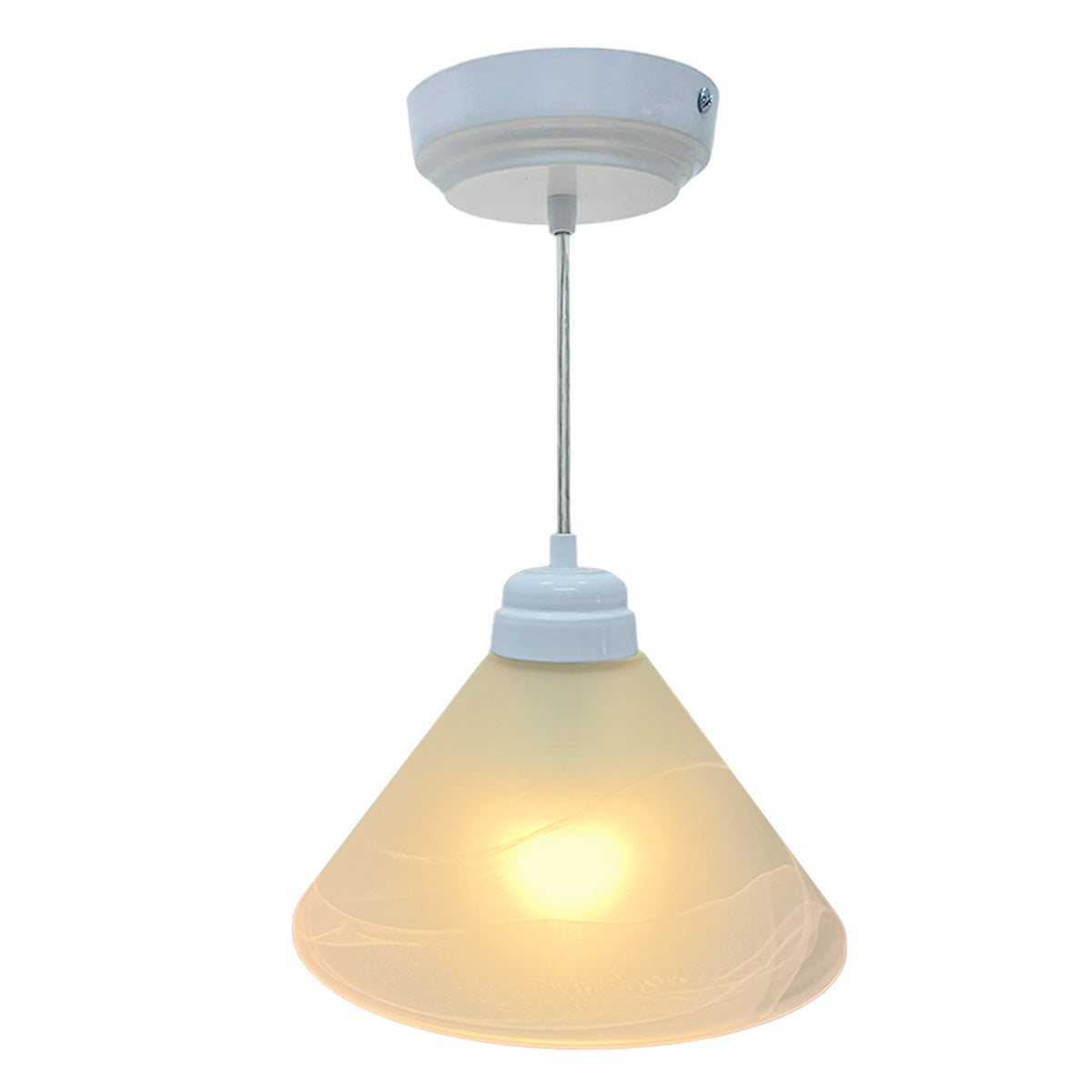 Lámpara Colgante Pantalla de Cristal Blanco Marmoleado Herraje sencillo Blanco