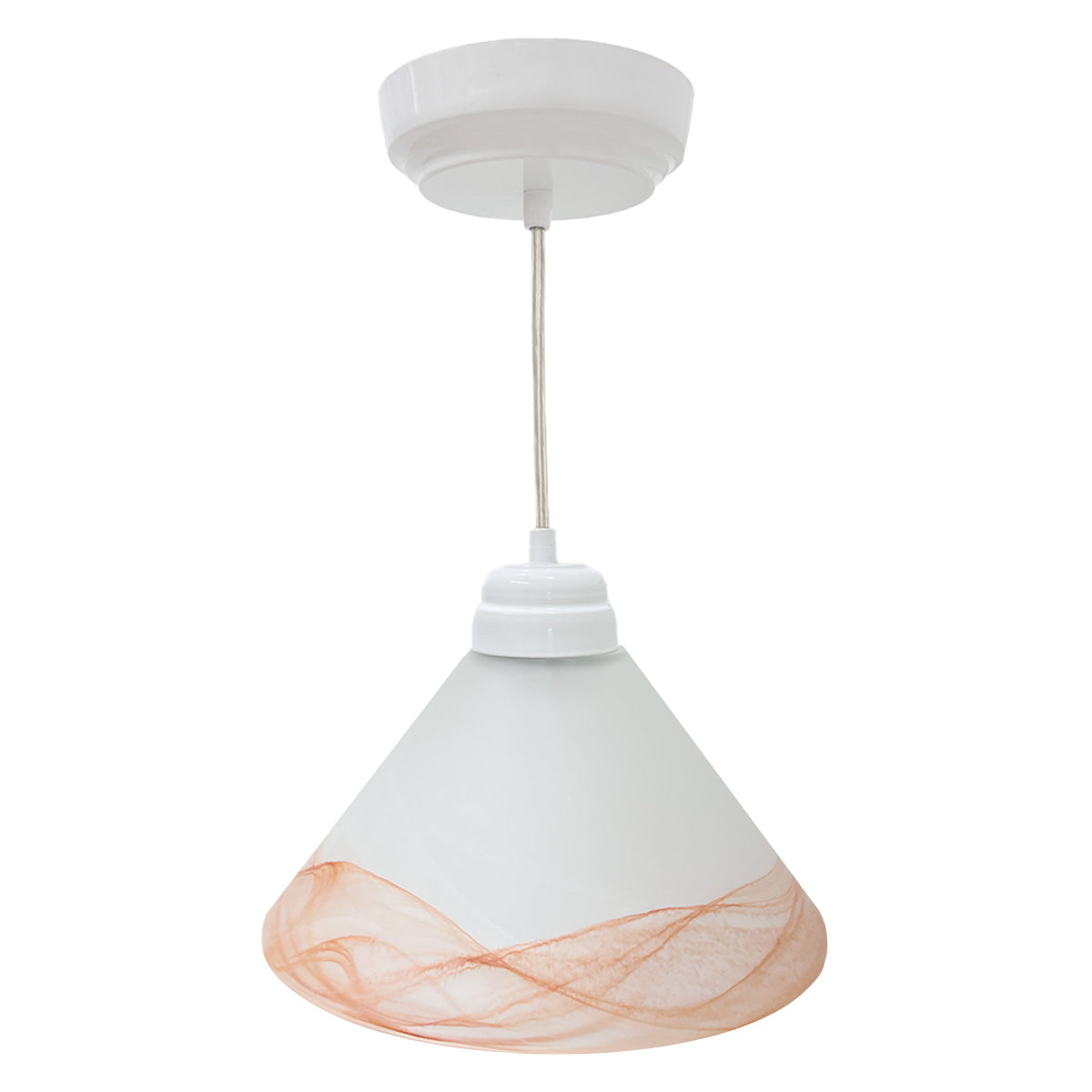 Lámpara Colgante Pantalla de Cristal Tabaco Herraje sencillo Blanco