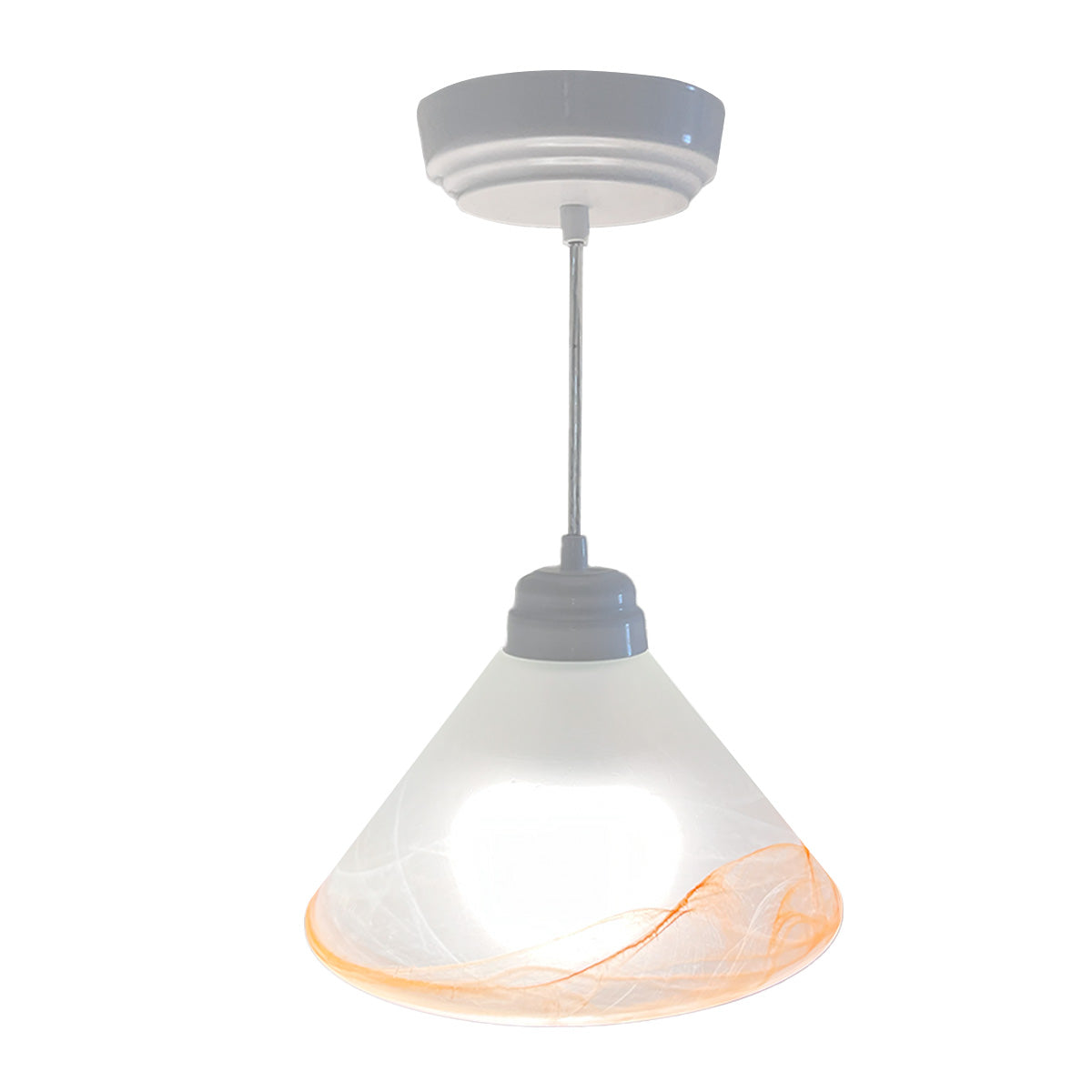 Lámpara Colgante Pantalla de Cristal Tabaco Herraje sencillo Blanco