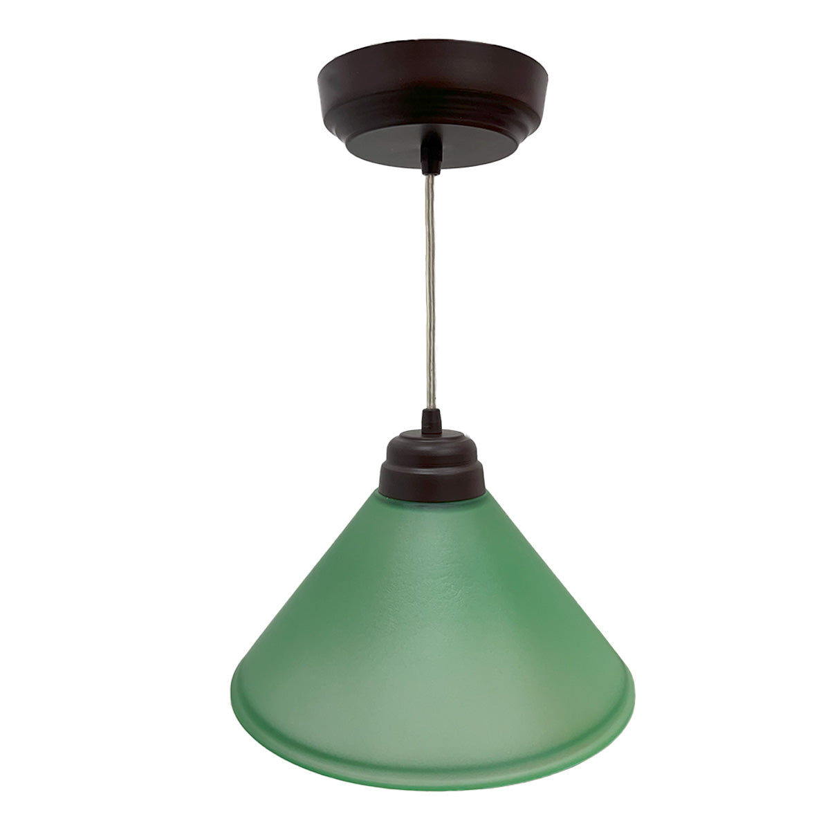 Lámpara Colgante Pantalla de Cristal Verde Herraje Chocolate