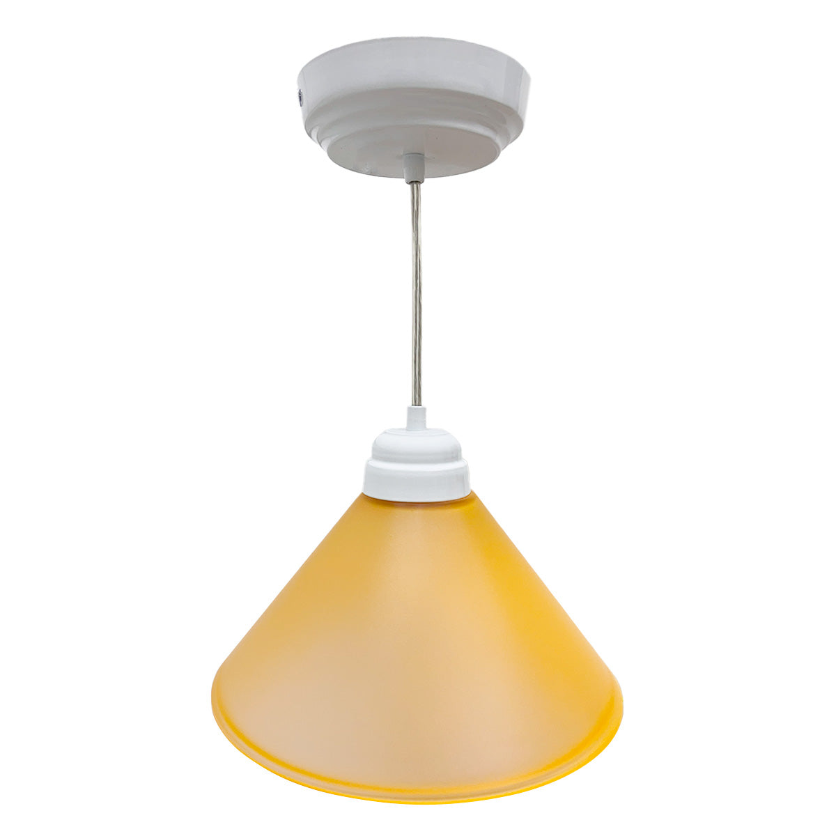 Lámpara Colgante Pantalla de Cristal Naranja Herraje sencillo Blanco
