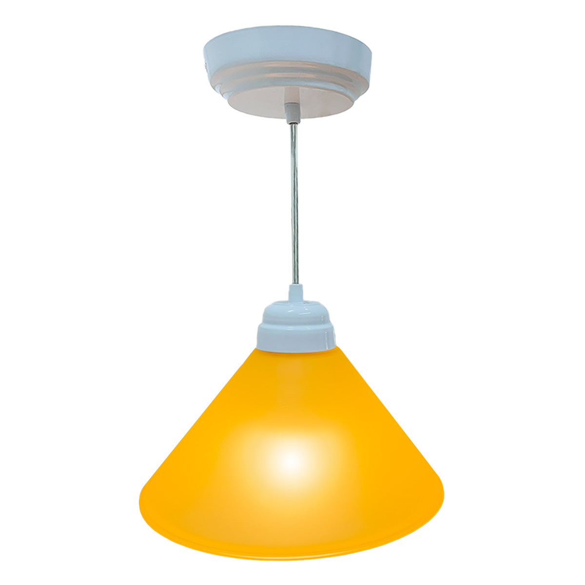 Lámpara Colgante Pantalla de Cristal Naranja Herraje sencillo Blanco