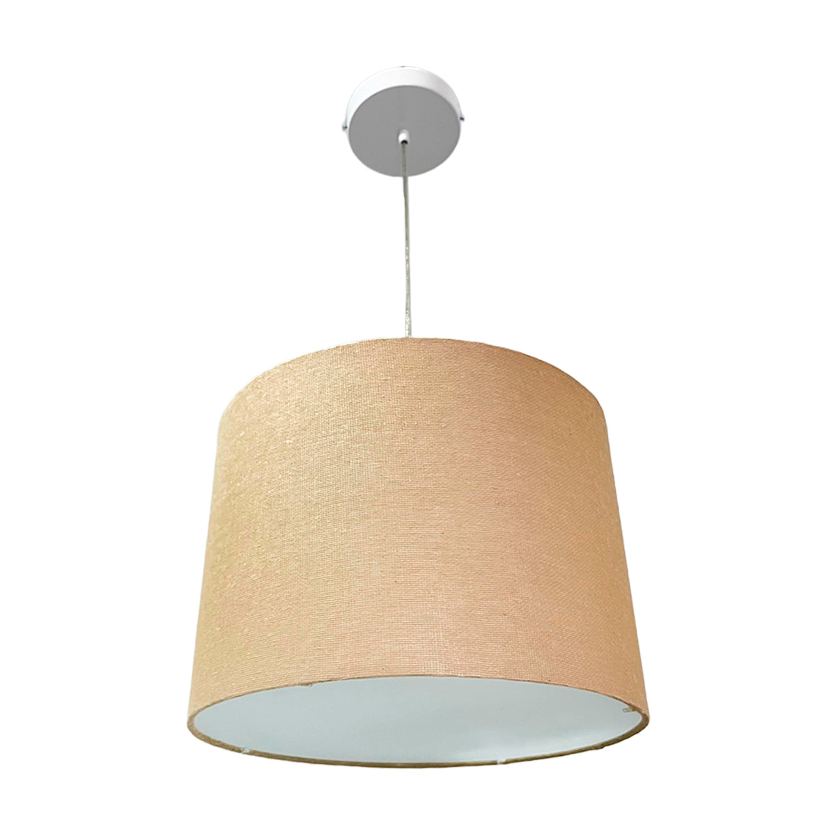 Lampara Colgante Murano Herraje Blanco Con Pantalla de Tela