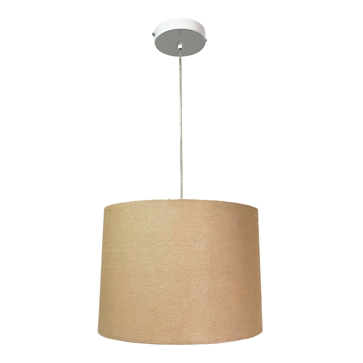 Lampara Colgante Murano Herraje Blanco Con Pantalla de Tela