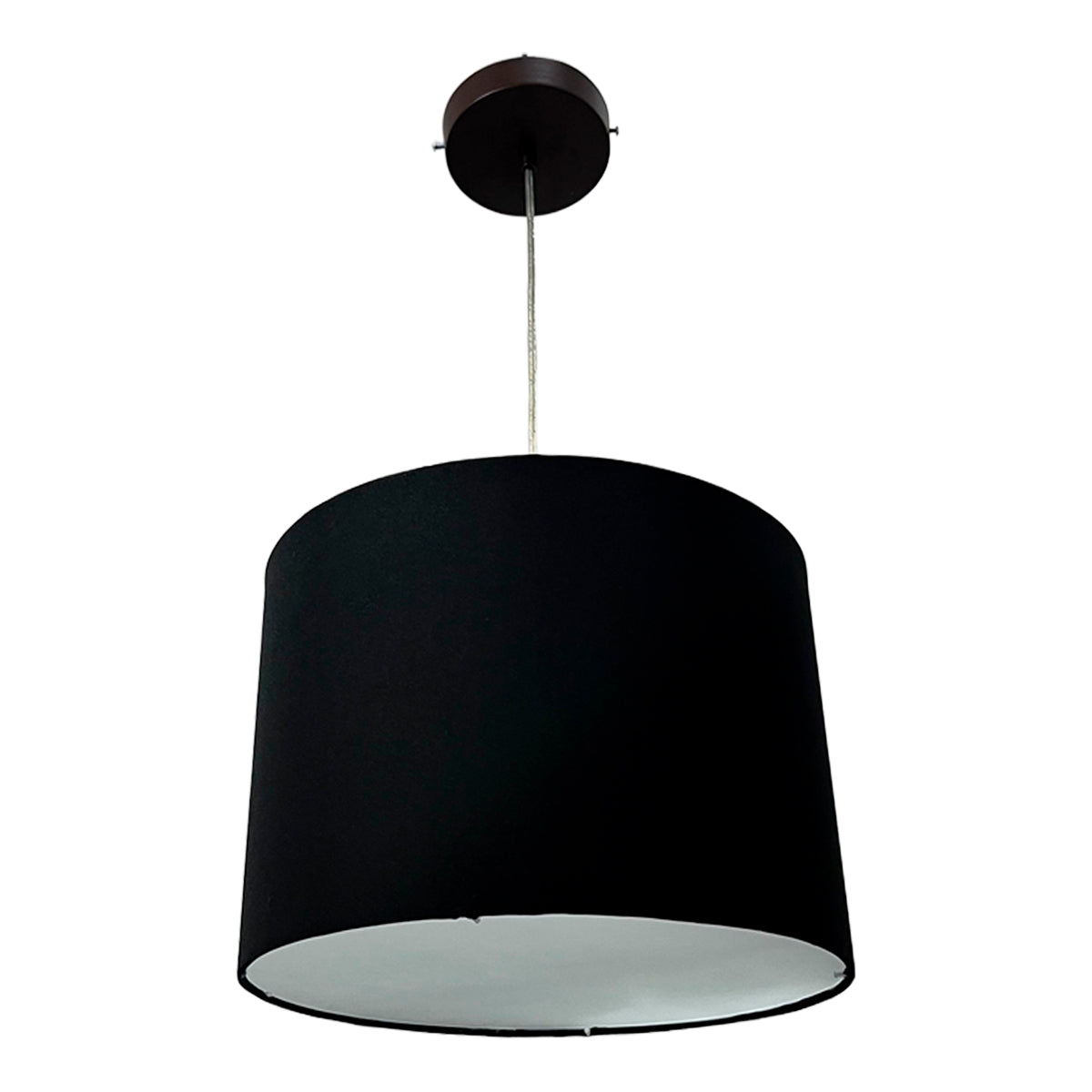 Lampara Colgante Murano Herraje Chocolate Con Pantalla de Tela