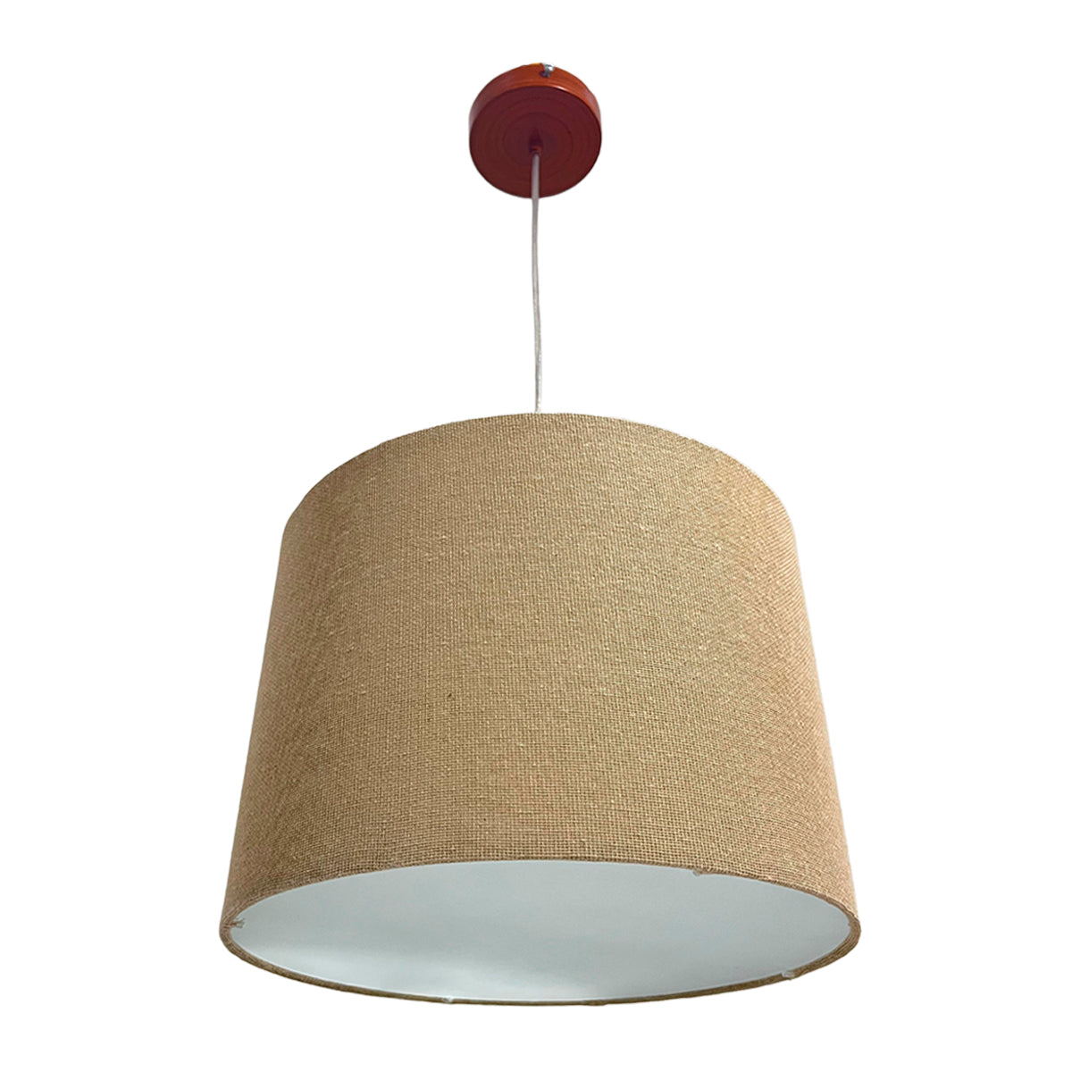 Lampara Colgante Murano Herraje Madera Con Pantalla de Tela