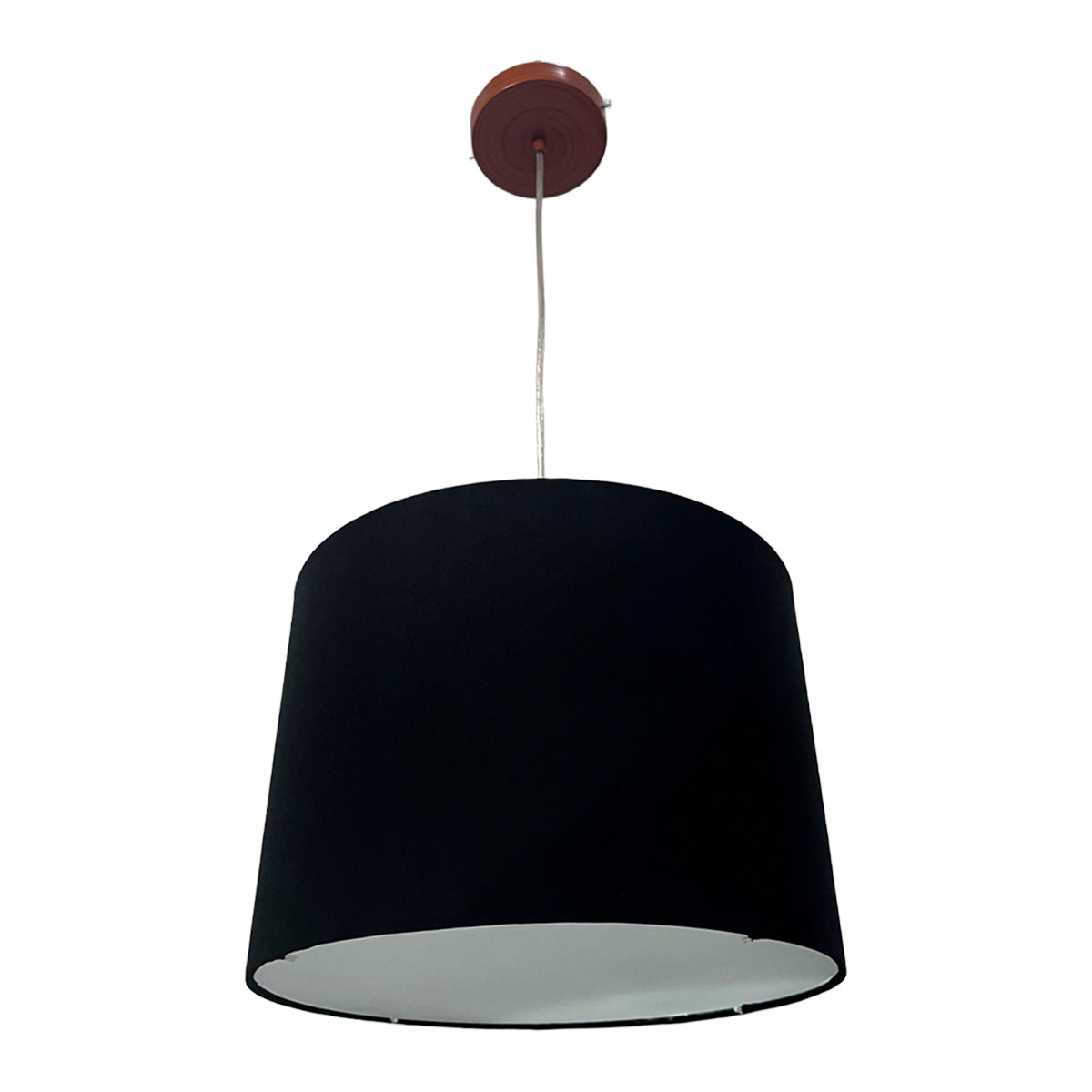 Lampara Colgante Murano Herraje Madera Con Pantalla de Tela