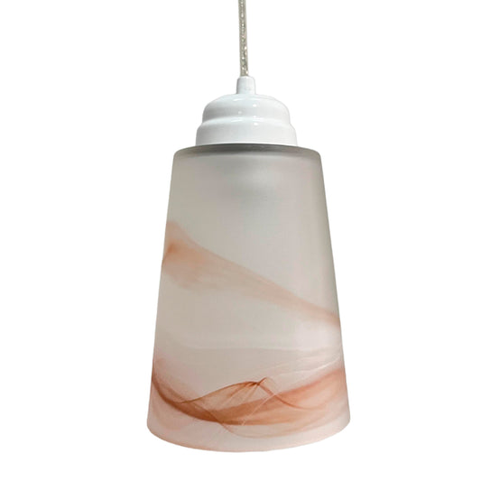 Lampara Colgante C-60 Herraje Blanco Con Pantalla de Cristal