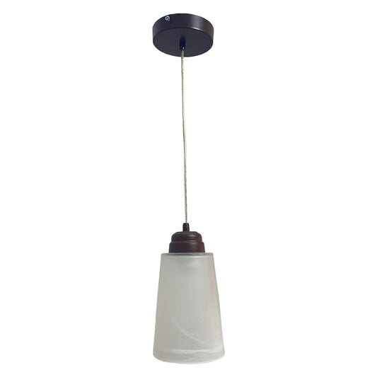 Lampara Colgante C-60 Herraje Chocolate Con Pantalla de Cristal