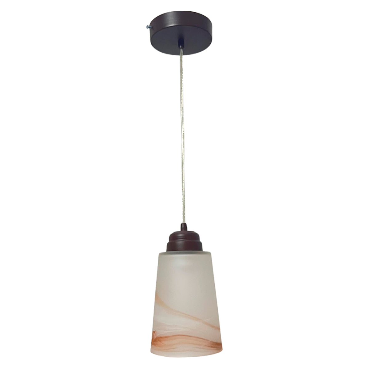 Lampara Colgante C-60 Herraje Chocolate Con Pantalla de Cristal