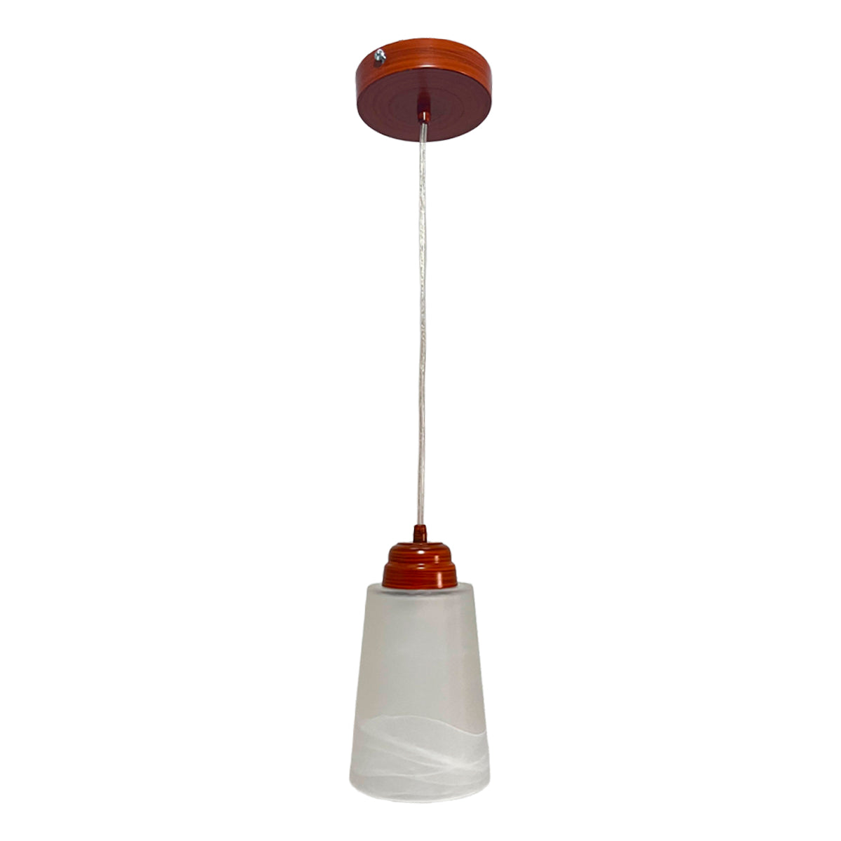 Lampara Colgante C-60 Herraje Madera Con Pantalla de Cristal