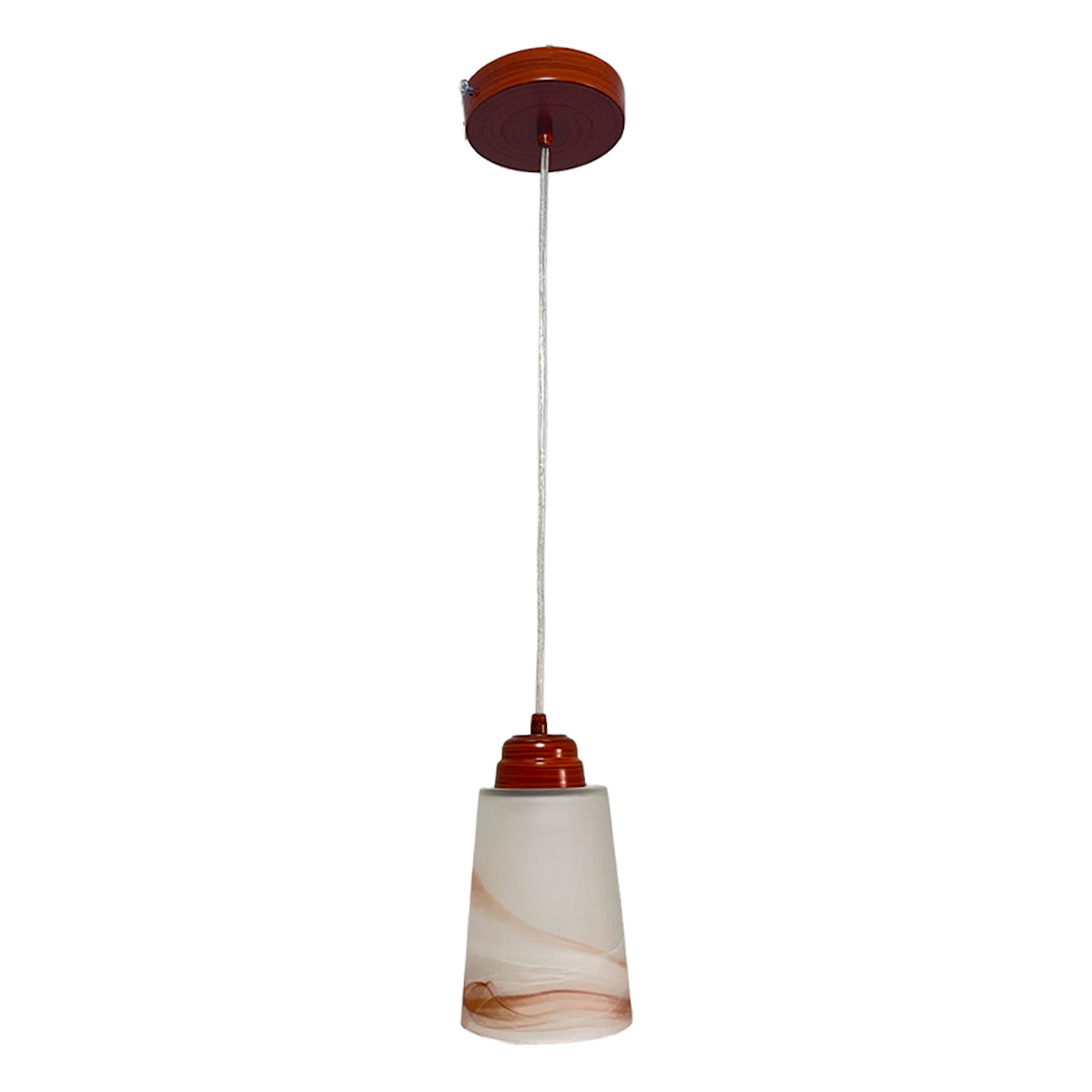 Lampara Colgante C-60 Herraje Madera Con Pantalla de Cristal