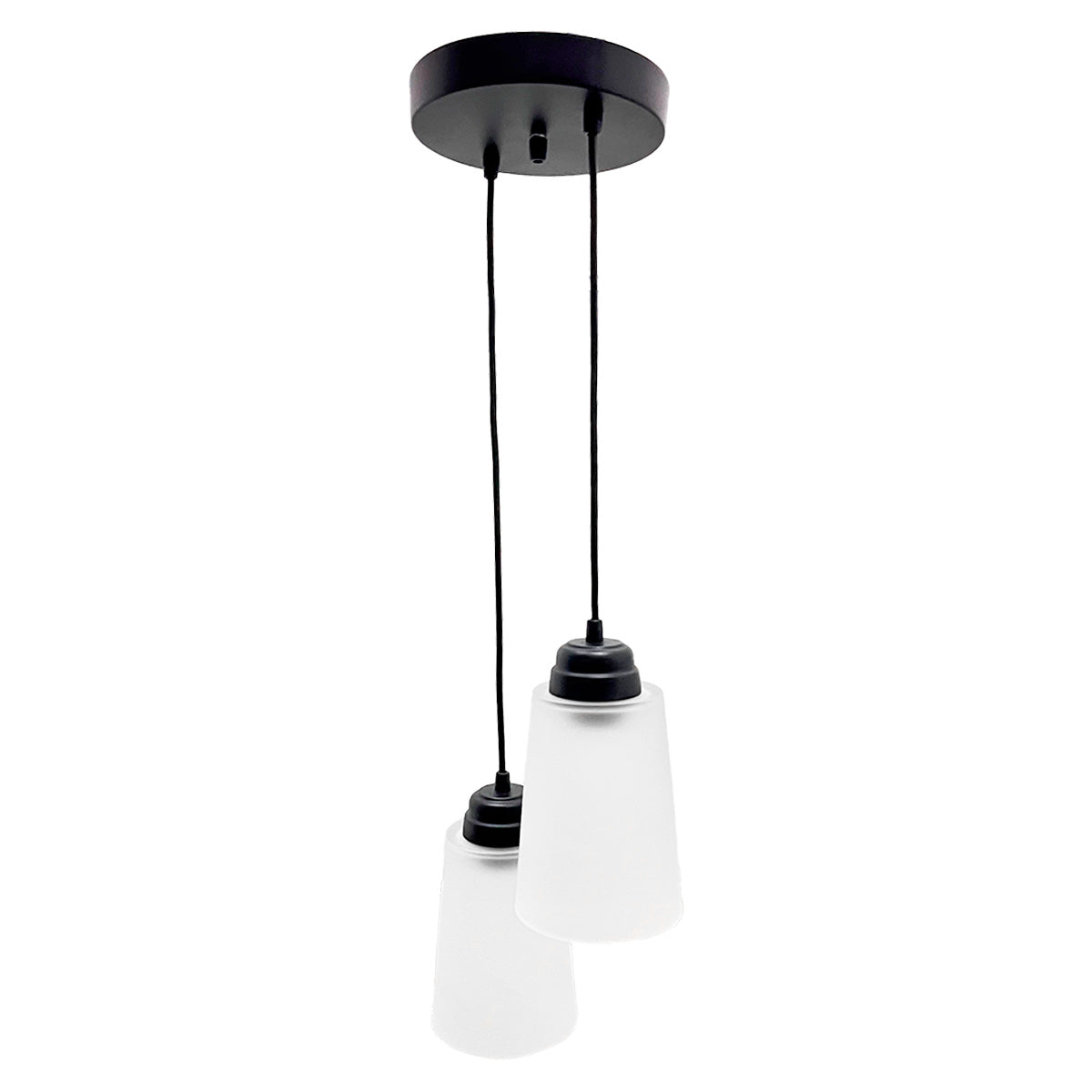 Colgante Negro Doble Pantalla Vaso Blanco Marmol