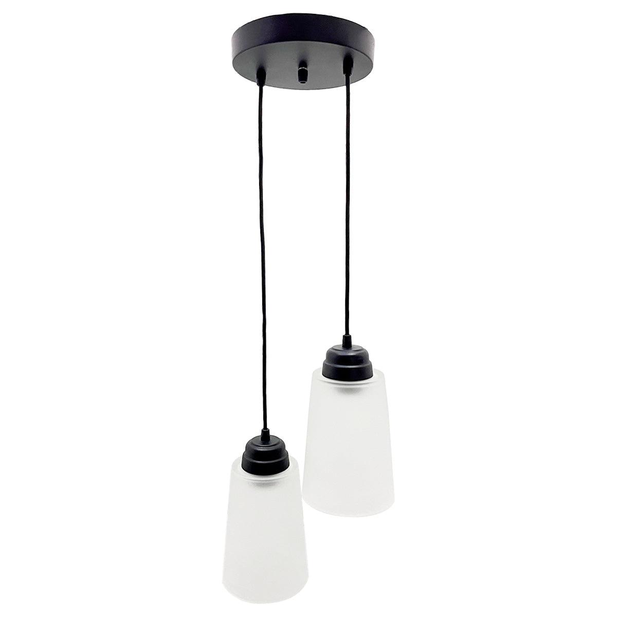 Colgante Negro Doble Pantalla Vaso Blanco Marmol