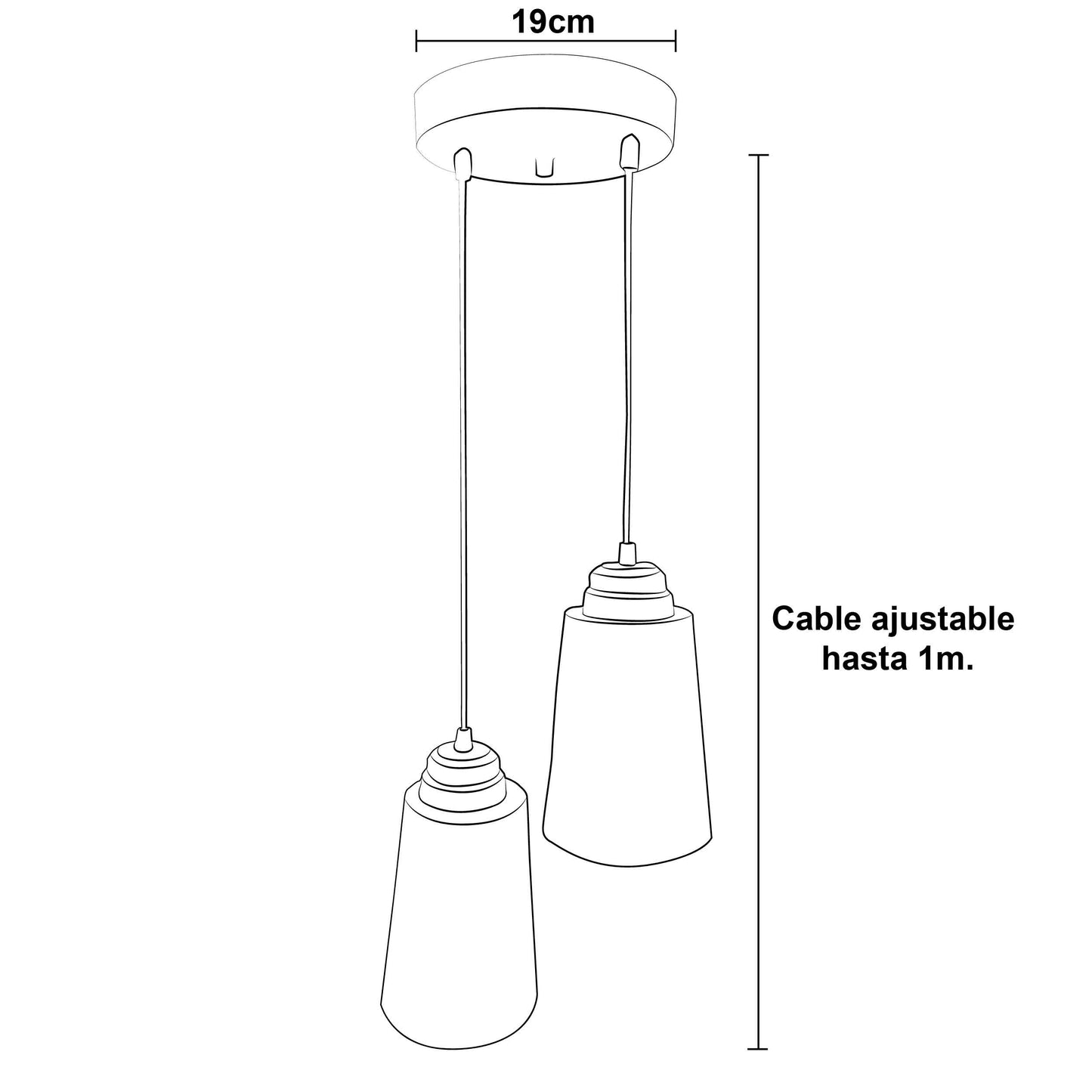 Colgante Chocolate Doble Pantalla Vaso Blanco Marmol