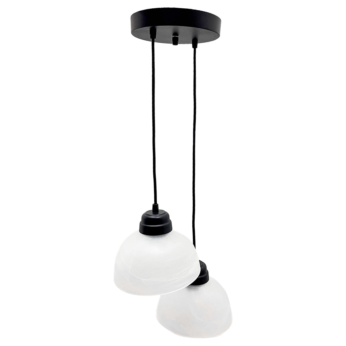 Colgante Negro Doble Pantalla Tazon Blanco Marmol