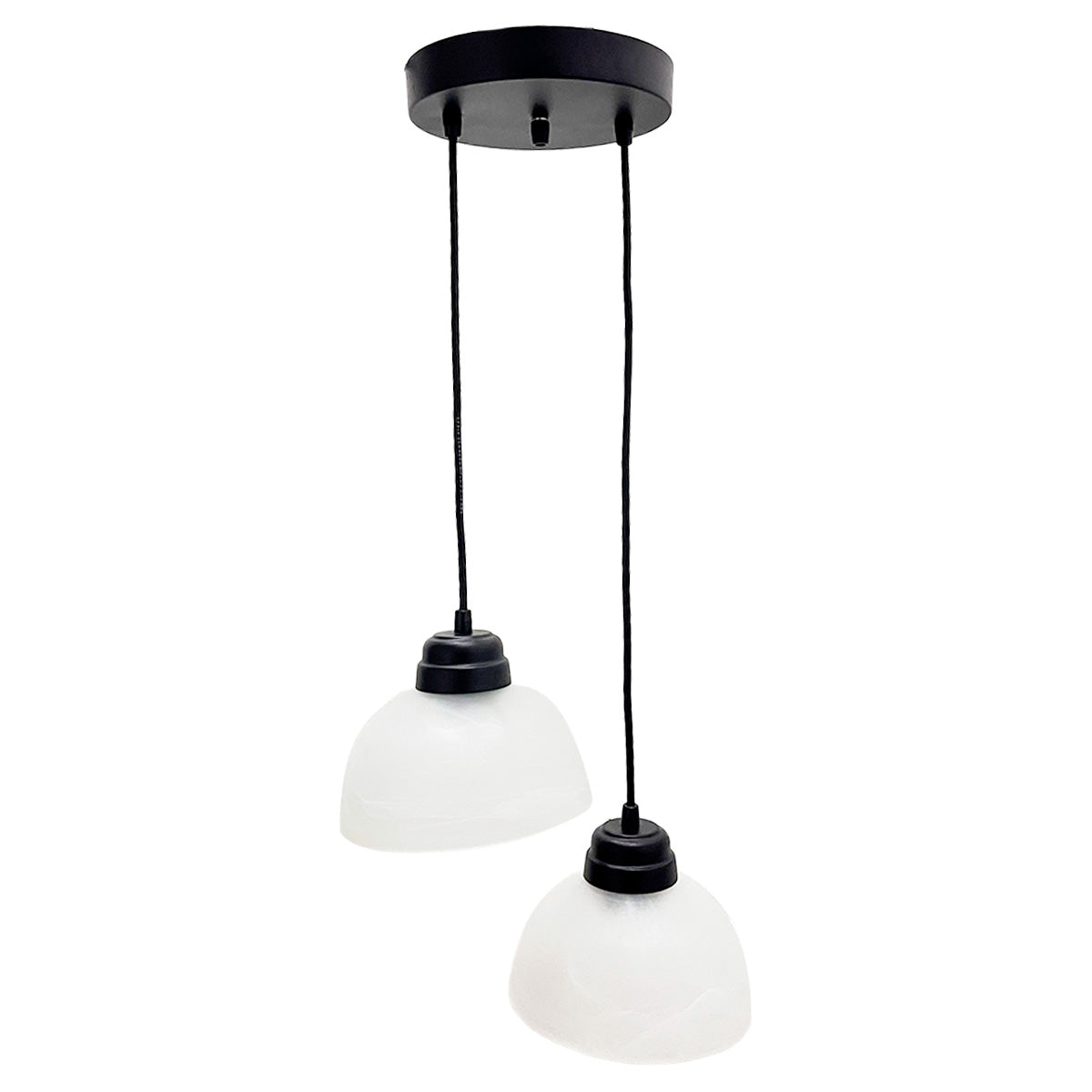 Colgante Negro Doble Pantalla Tazon Blanco Marmol